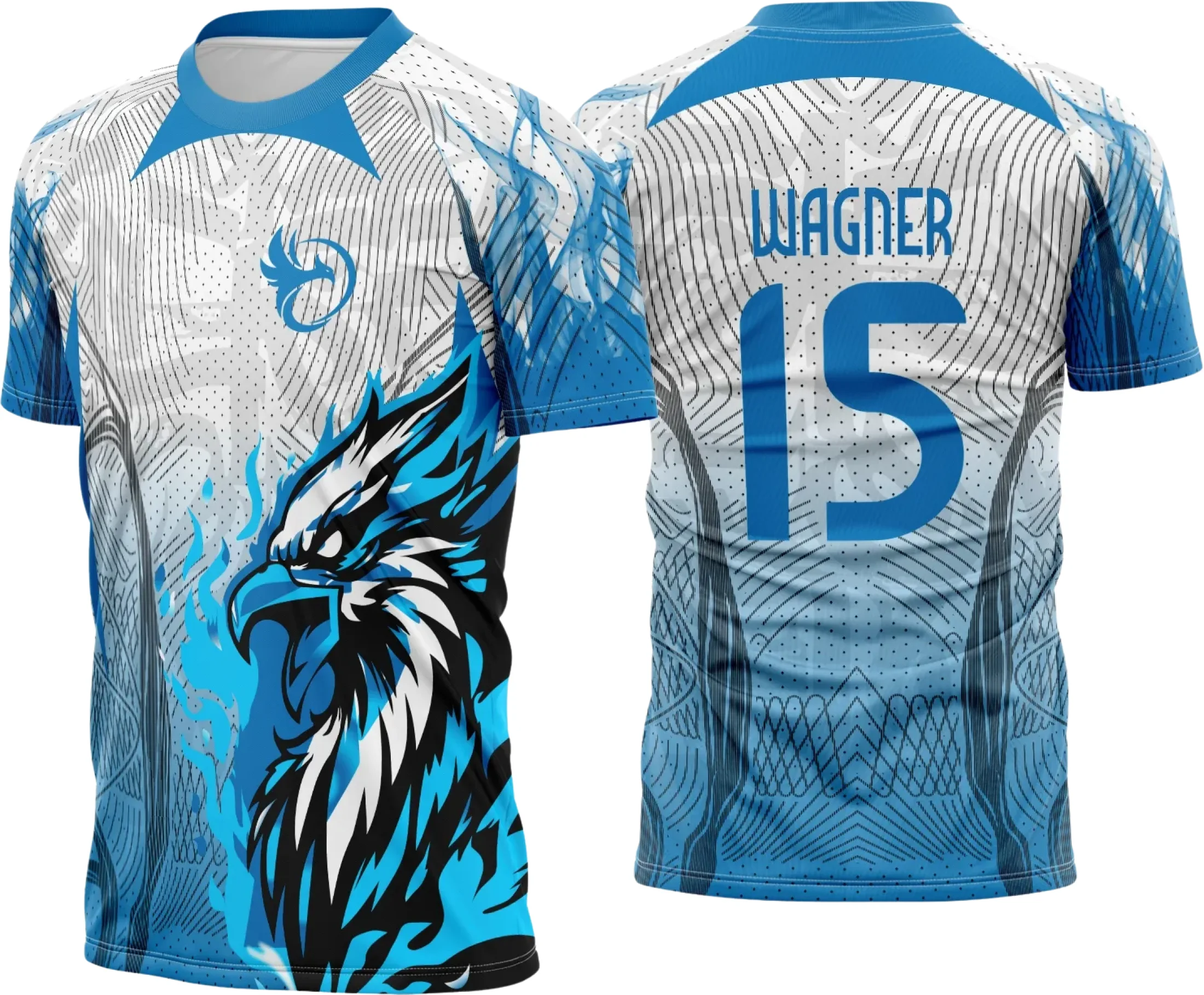 Arte Vetor Camisa Interclasse Águia Azul com Chamas 2025