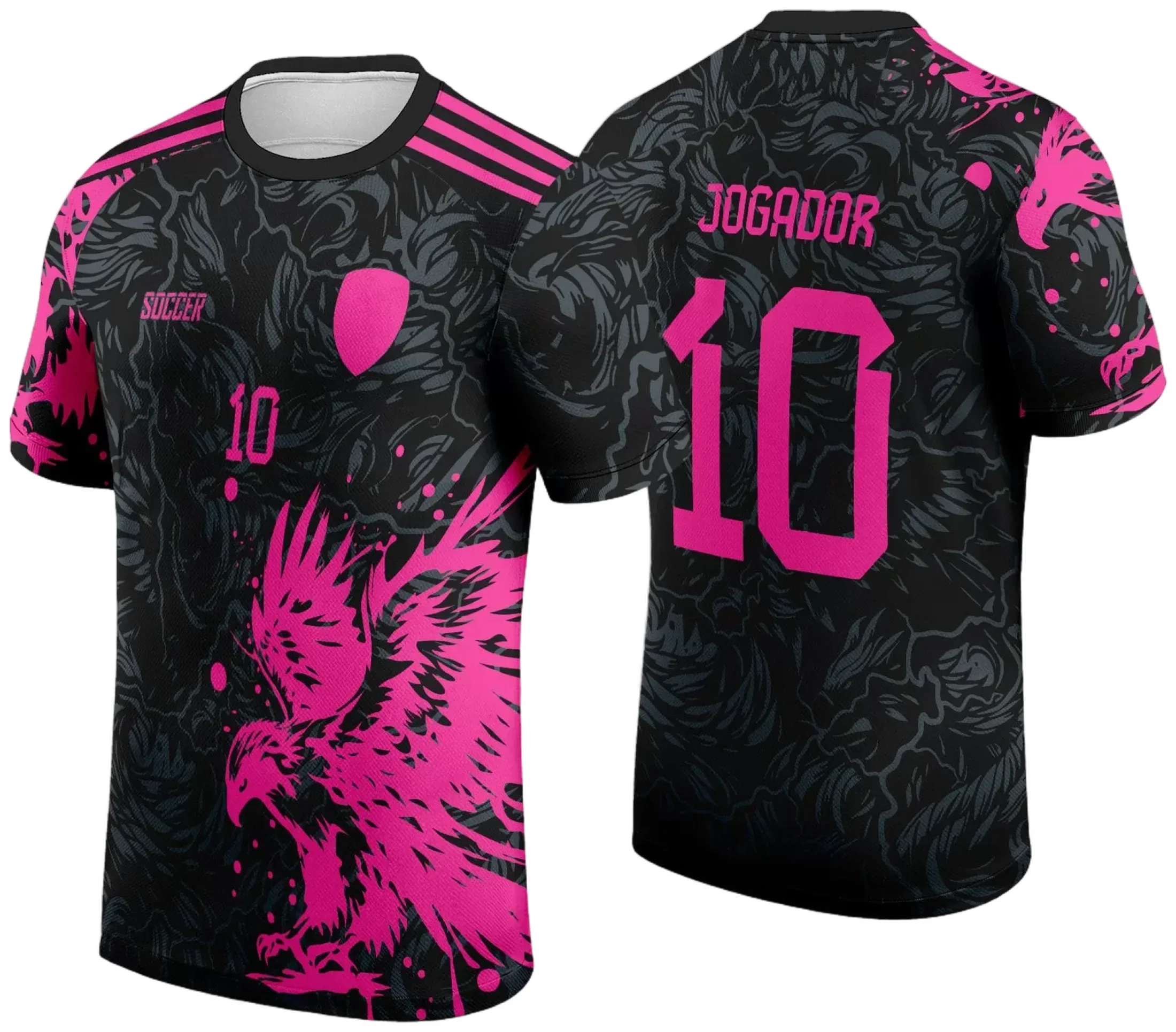 Camiseta unissex branca com logo no peito e estampa grande nas costas com tema Interclasse Jogos Internos 2024 Águia Rosa, perfeita para eventos esportivos e torcidas animadas.