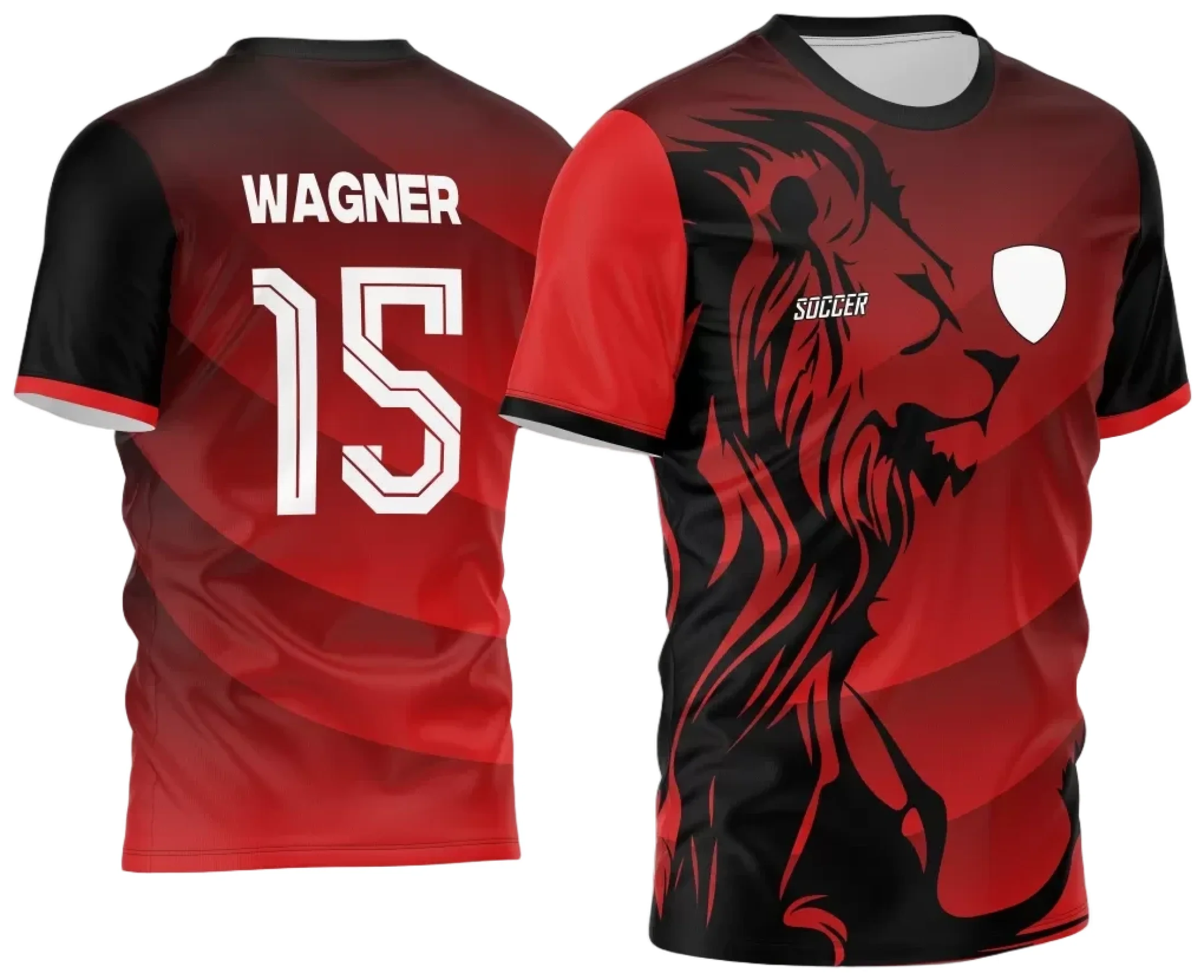 Camiseta unissex preta com logo no peito e estampa grande nas costas do tema Interclasse Jogos Internos 2024 com Leão, ideal para uso em eventos esportivos e confraternizações.