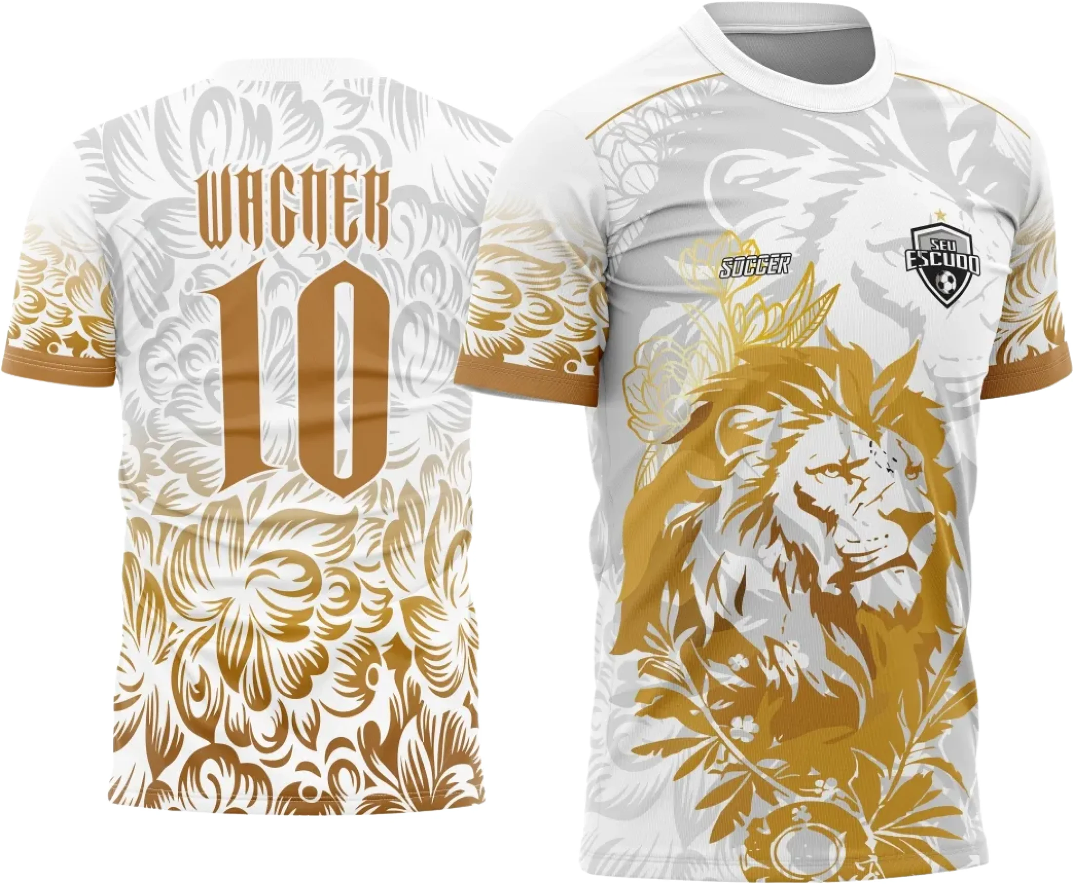 Arte Vetor Camisa Interclasse Leão Dourado com Branco 2025