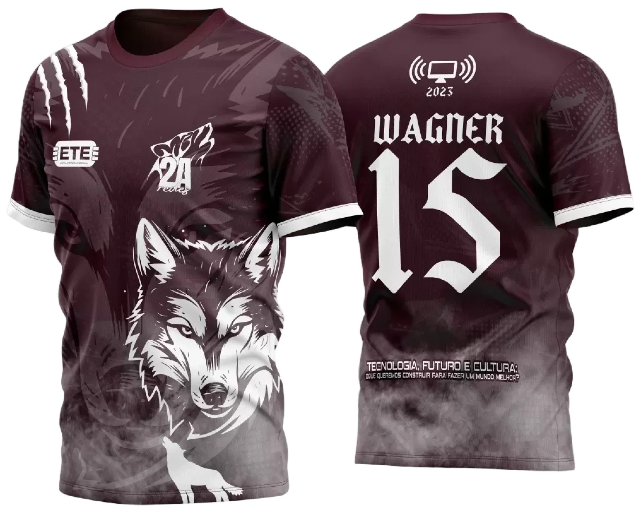 Camisa InterClasse - Arte Vetor Camisa InterClasse Lobo Cor Vinho 2024
