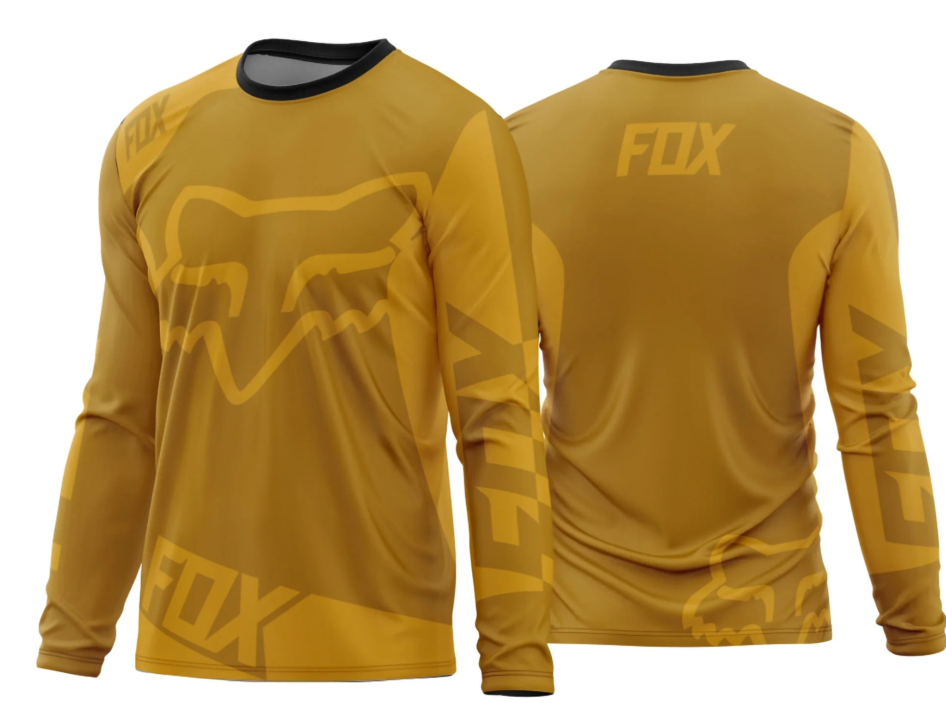 Camiseta unissex preta com logo no peito e estampa grande nas costas mostrando o tema Motocross 2024 - 2025 em design moderno e vibrante, ideal para fãs do esporte.