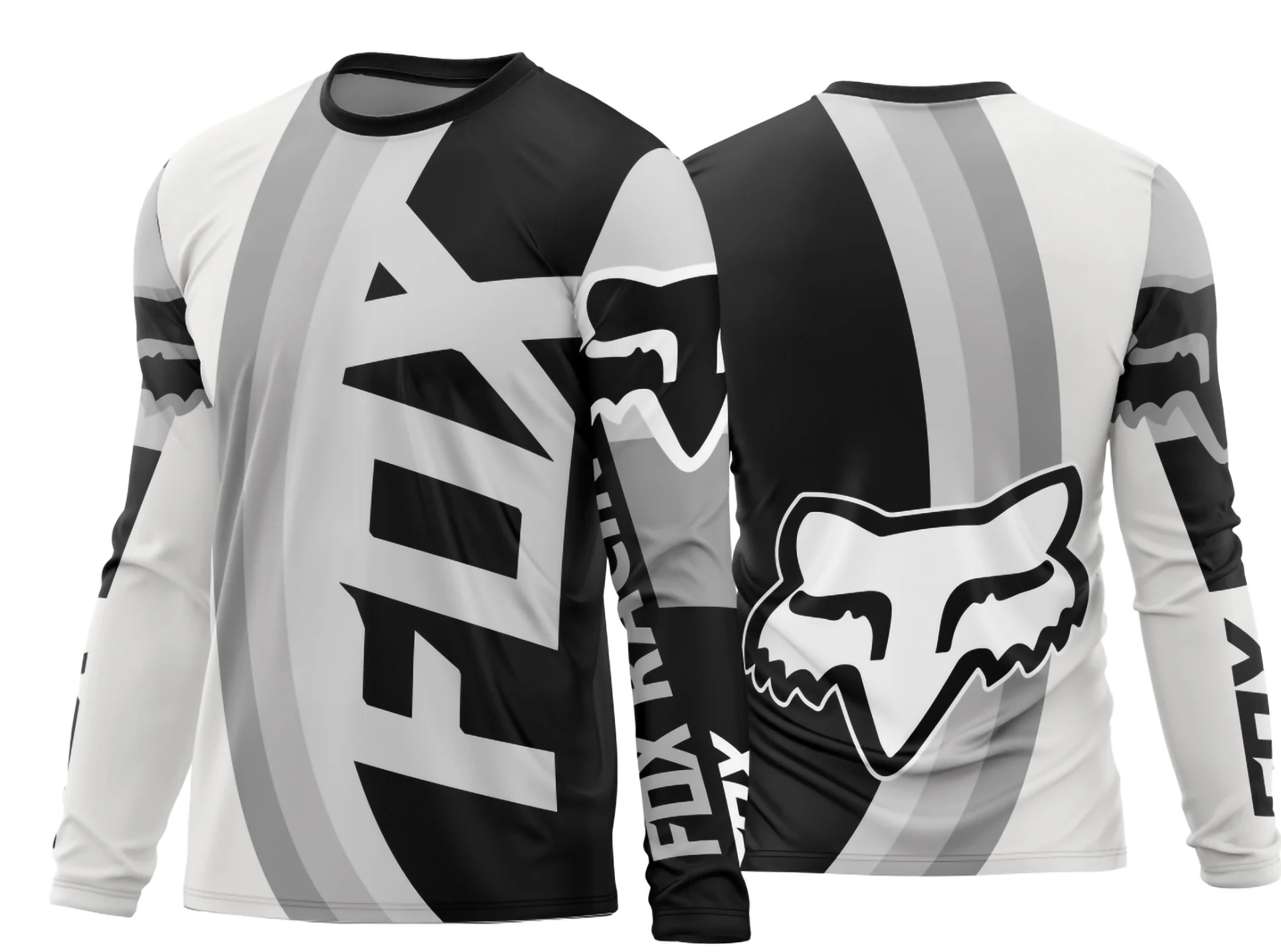 Camiseta unissex preta com logo no peito e estampa grande nas costas com tema Motocross 2024-2025 moderna e vibrante, ideal para fãs do esporte.