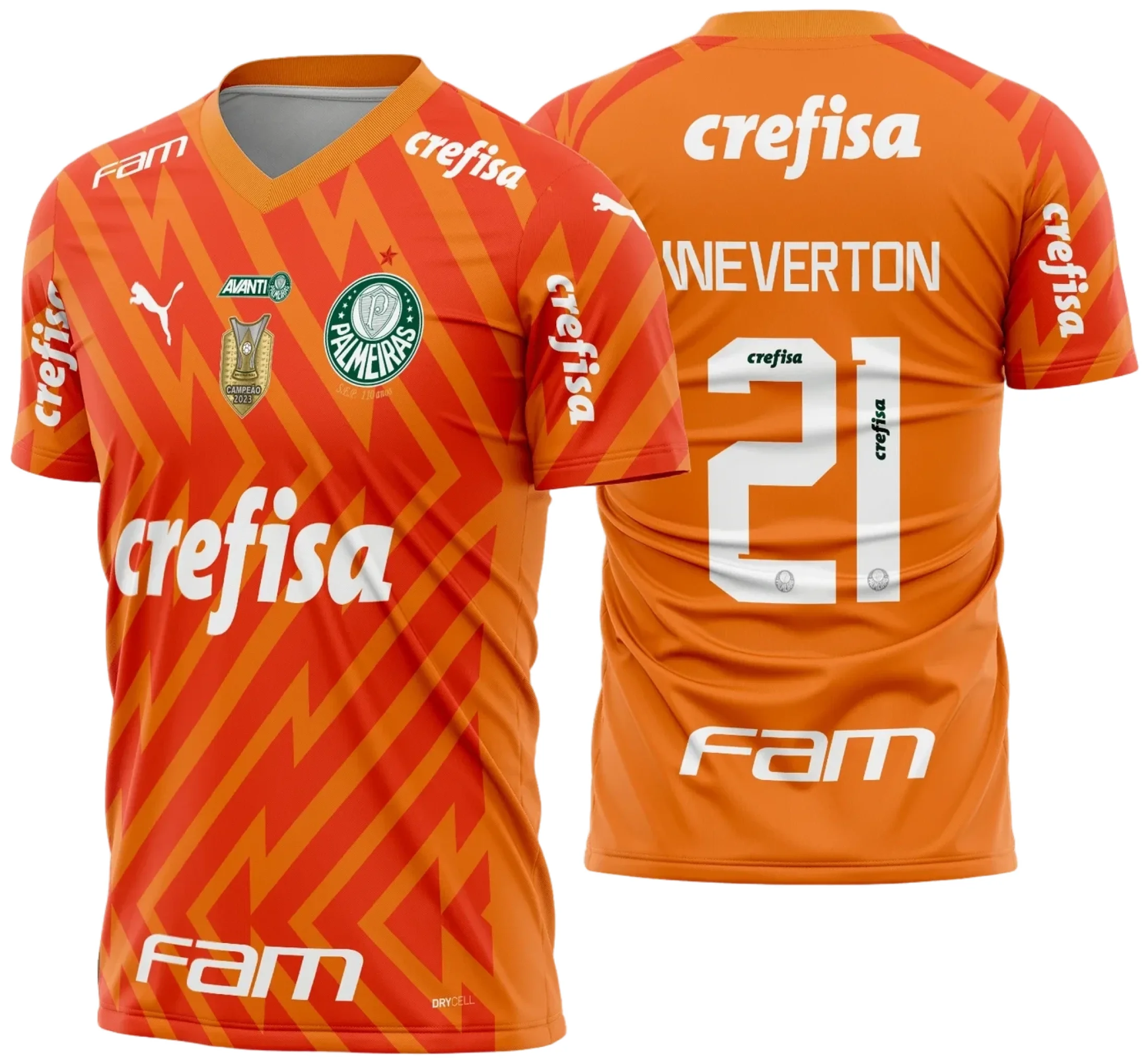 Camiseta unissex preta com logo no peito e estampa grande nas costas, tema Palmeiras Goleiro 2024 - 2025, ideal para fãs do futebol brasileiro e torcida.