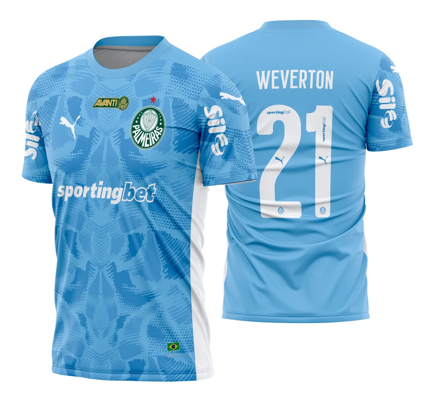 Camiseta unissex preta com logo do Palmeiras no peito e estampa grande nas costas inspirada no goleiro para 2025 - 2026, perfeita para torcedores que buscam estilo e conforto.