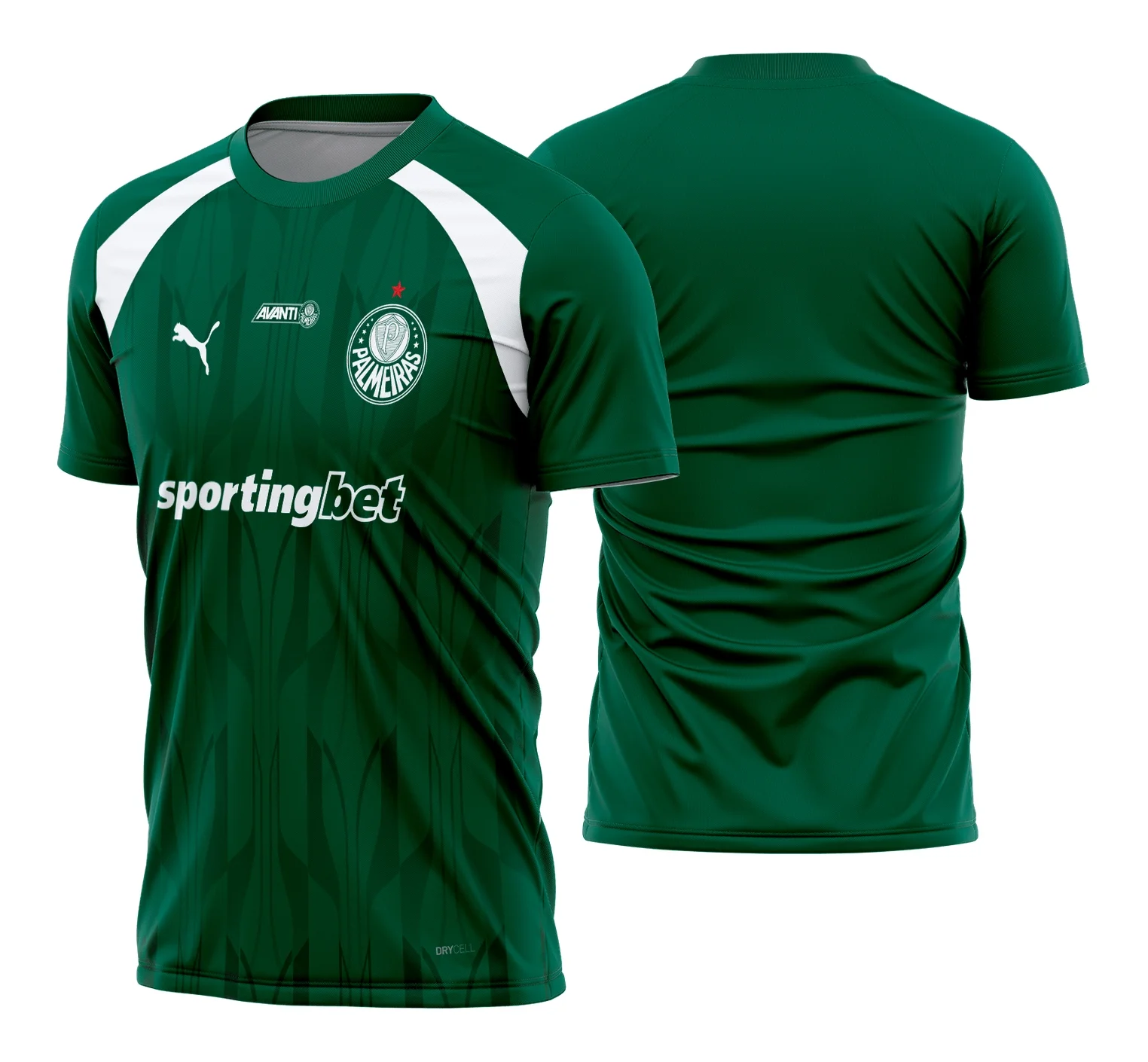 Camiseta unissex preta com logo do Palmeiras no peito e estampa grande nas costas do Palmeiras Pré-Jogo 2024 2025, perfeita para torcer com estilo e conforto.