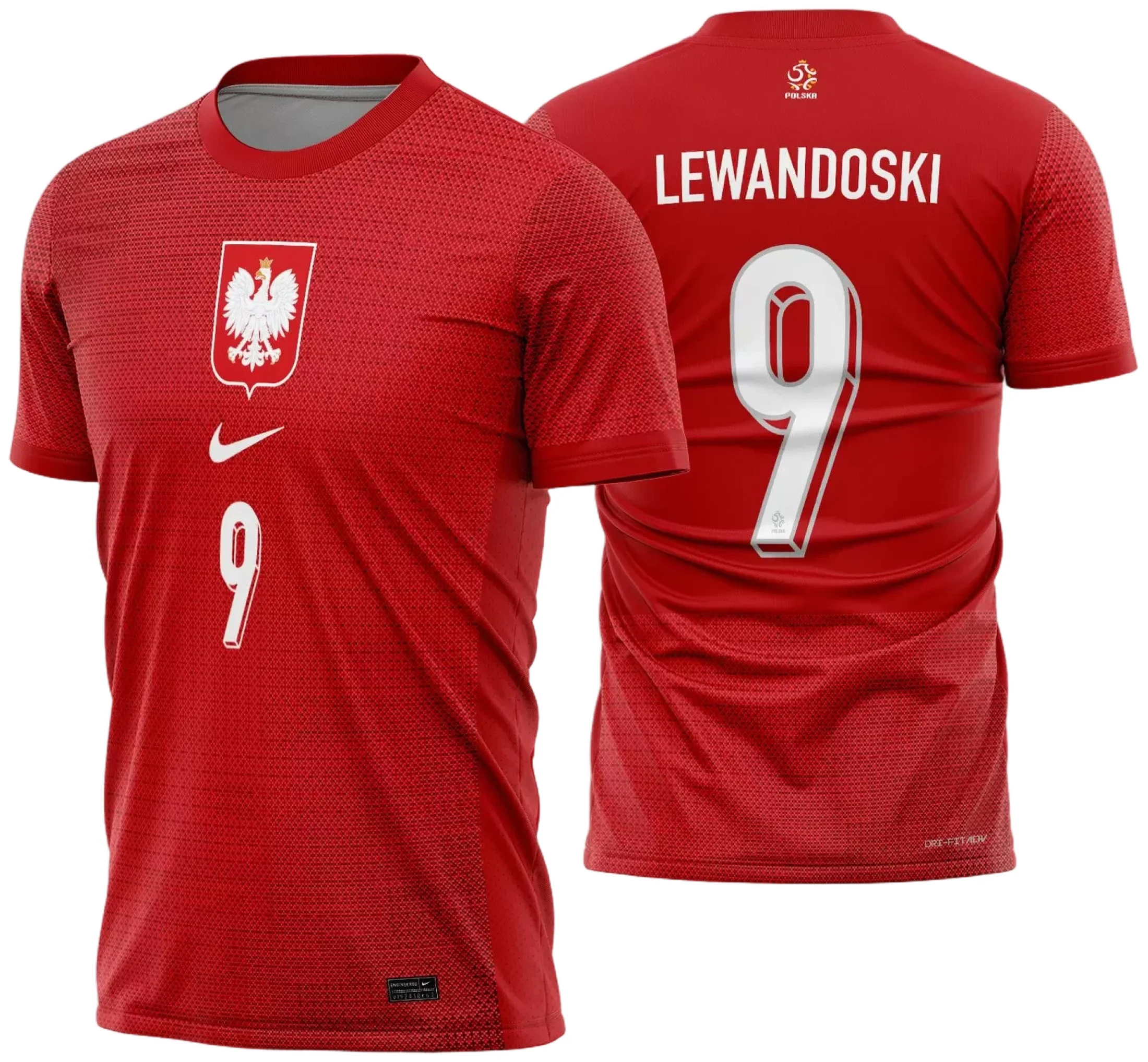 Camiseta unissex branca com logo no peito e estampa grande nas costas inspirada na camisa Polônia Reserva 2024 - 2025, trazendo design moderno e cores vibrantes.