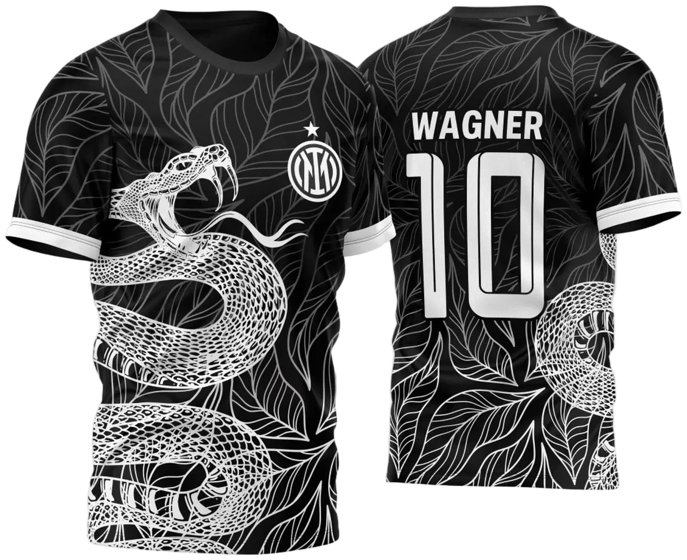 Arte Vetor Camisa Preta InterClasse Cobra Ataque Folhas 2023 Mod2