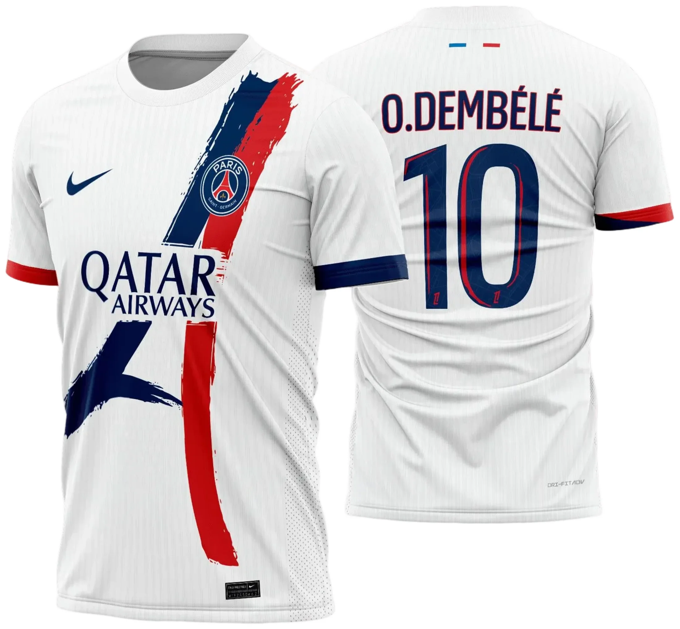 Camiseta preta unissex com logo no peito e estampa grande nas costas inspirada na Camisa PSG Reserva 2024 - 2025, perfeita para torcer com estilo e conforto.