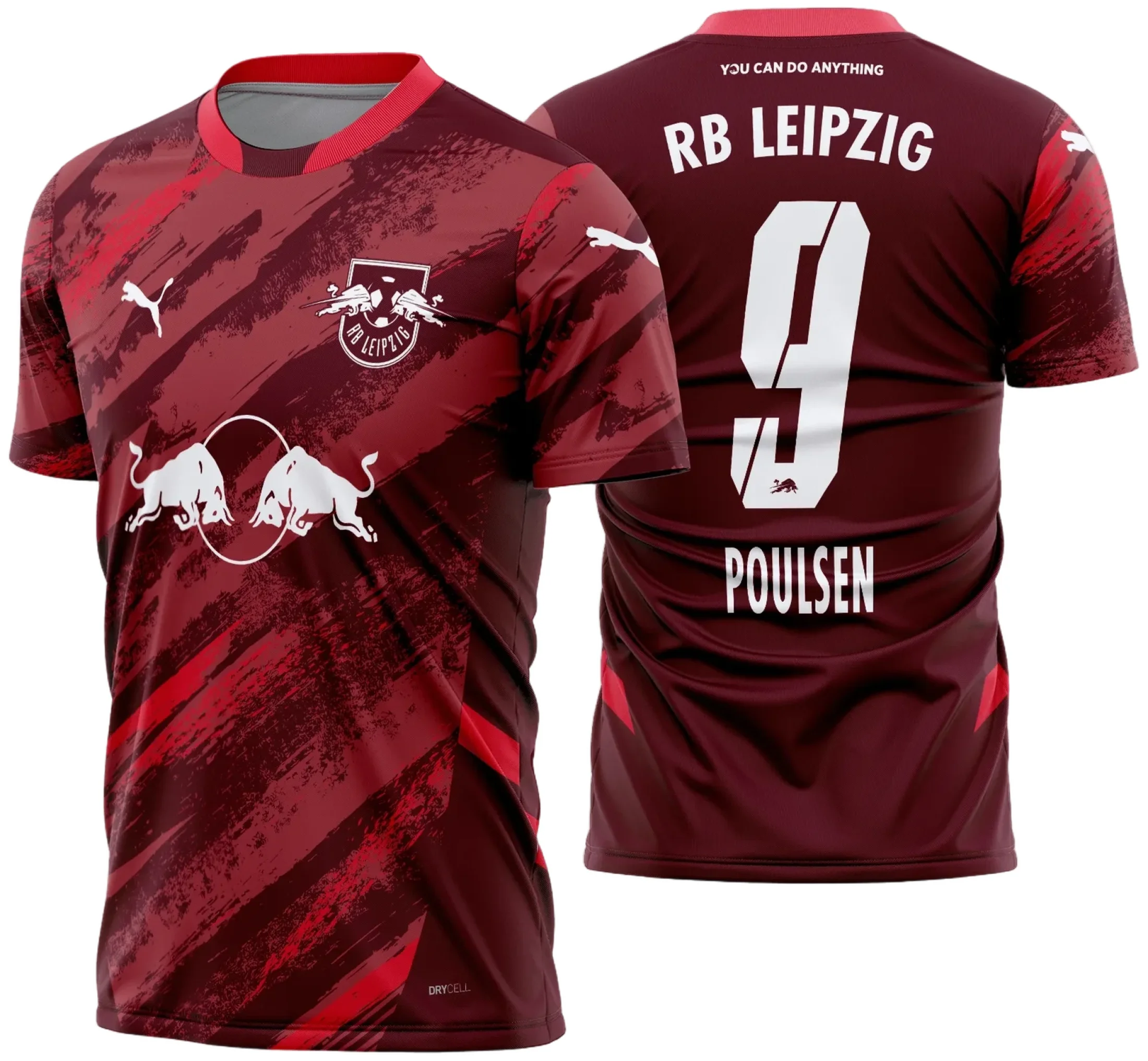 Camisa preta unissex com logo no peito e estampa grande nas costas inspirada no RB Leipzig Reserva 2024 - 2025, ideal para fãs do time que buscam conforto e estilo.