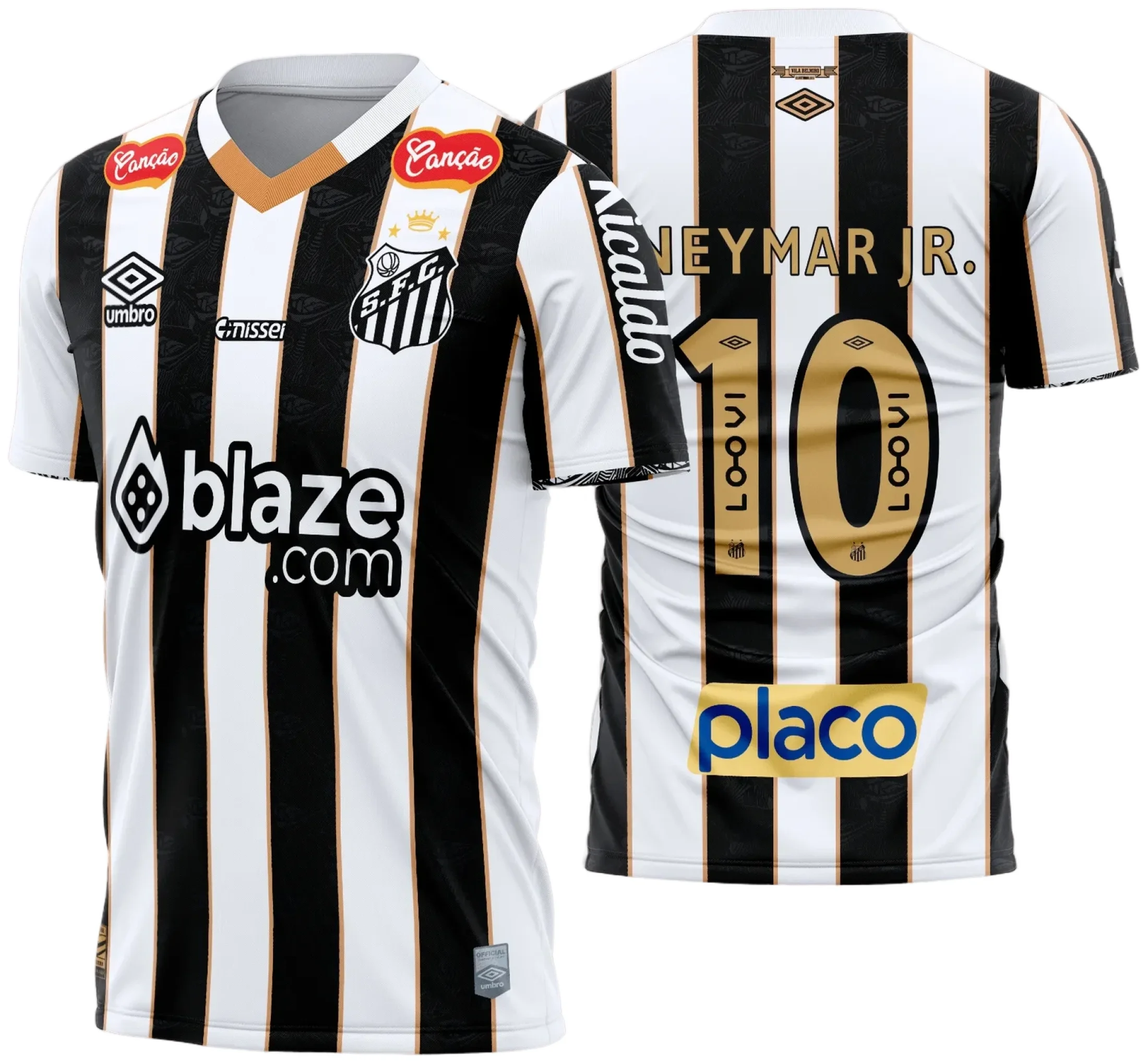 Camiseta unissex preta com logo no peito e estampa grande nas costas inspiradas no Santos Reserva 2024 2025, design moderno e sofisticado, perfeita para os torcedores do clube.