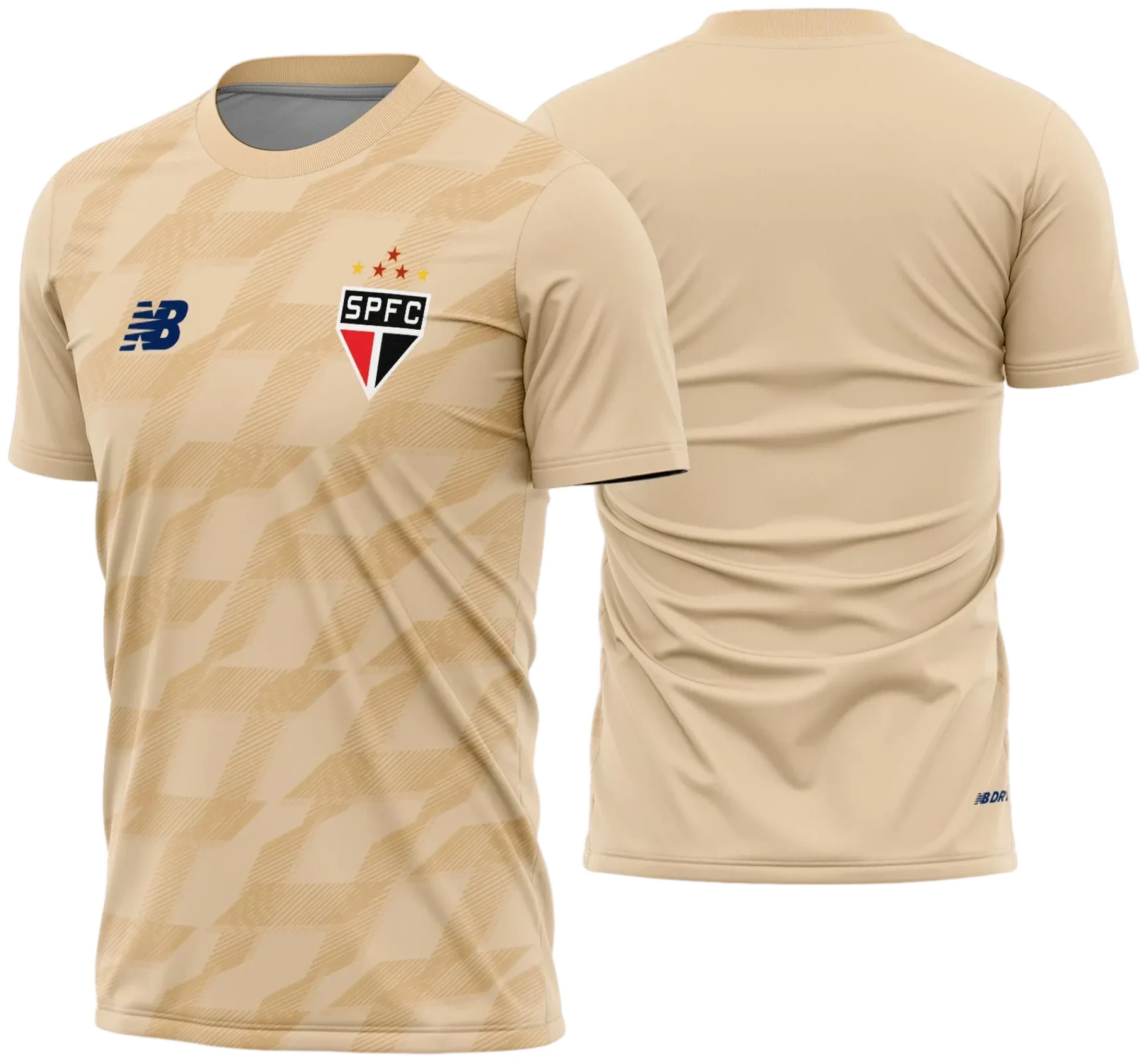 Camiseta unissex preta com logo no peito e estampa grande nas costas personalizada com tema Camisa São Paulo Treino 2024 2025, ideal para treino e uso casual.