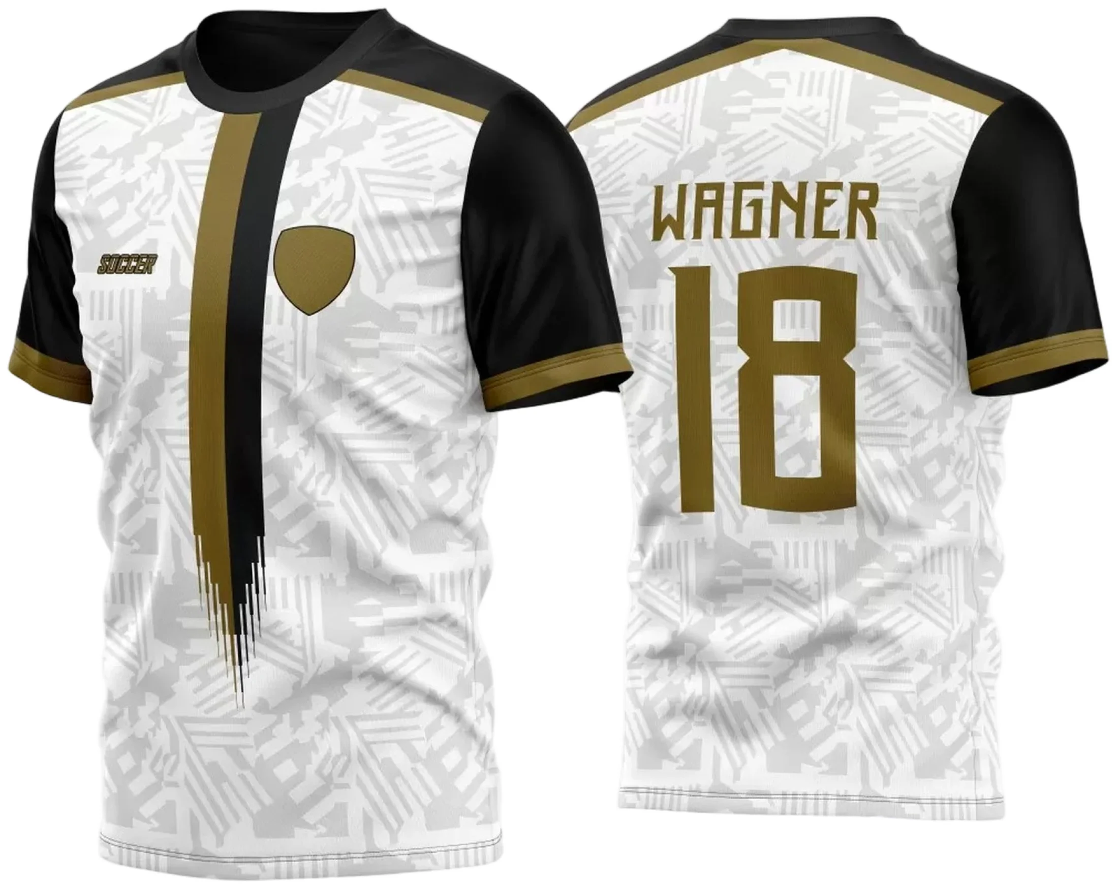 Arte Vetor Camisa Soccer Fundo Geometrico com Dourado