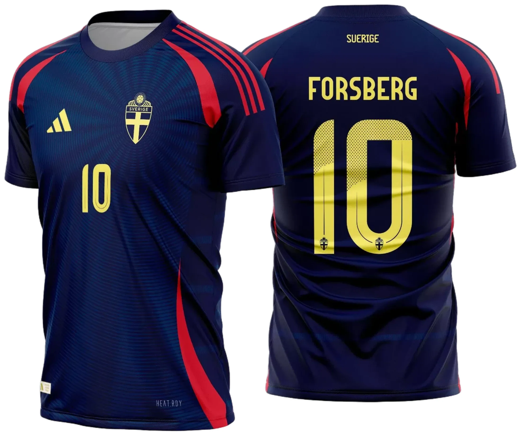 Camiseta unissex preta com logo no peito e estampa grande nas costas com tema Suécia Reserva 2024 2025, ideal para torcedores e fãs.