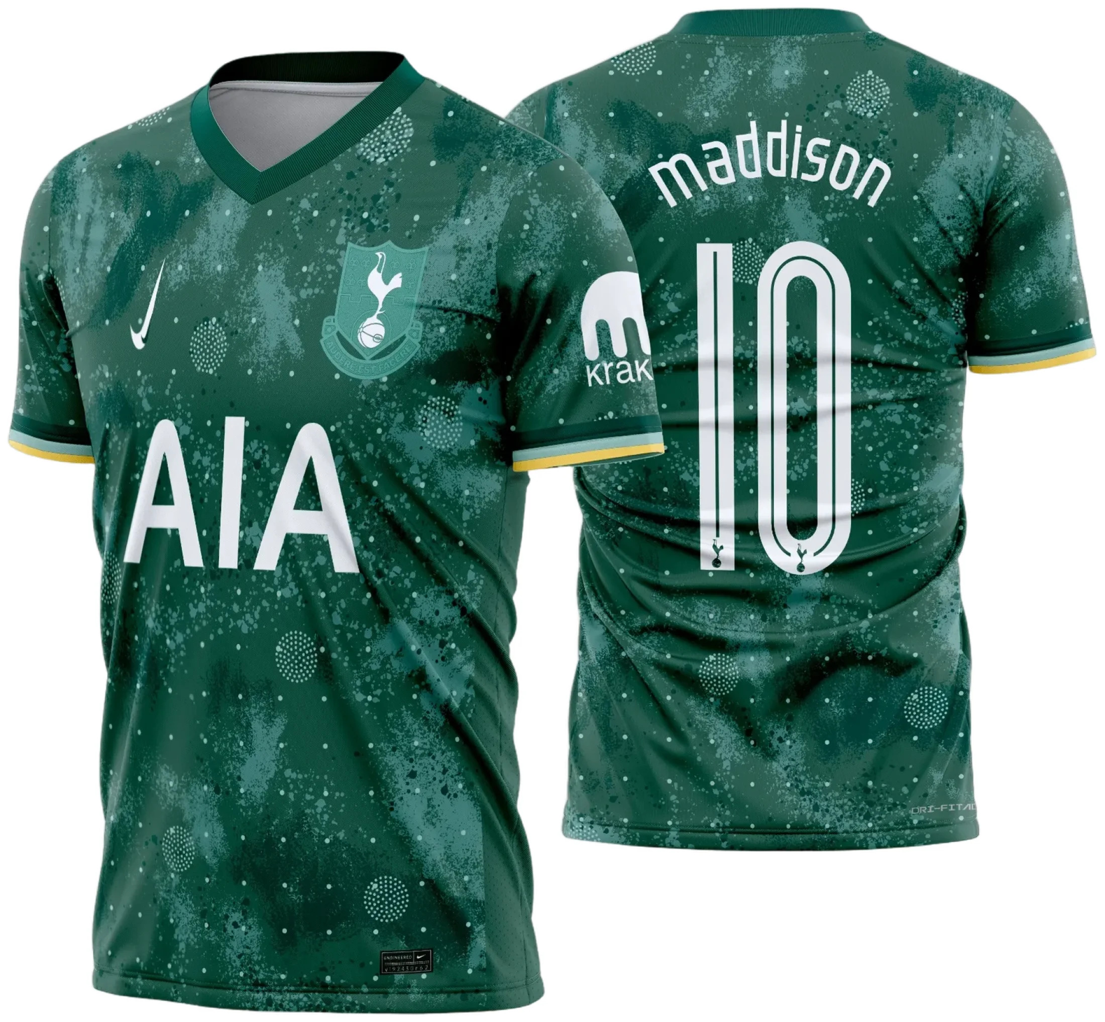Camiseta unissex preta com logo no peito e estampa grande nas costas do Tottenham Terceira 2024 2025, perfeita para fãs que buscam estilo e conforto.