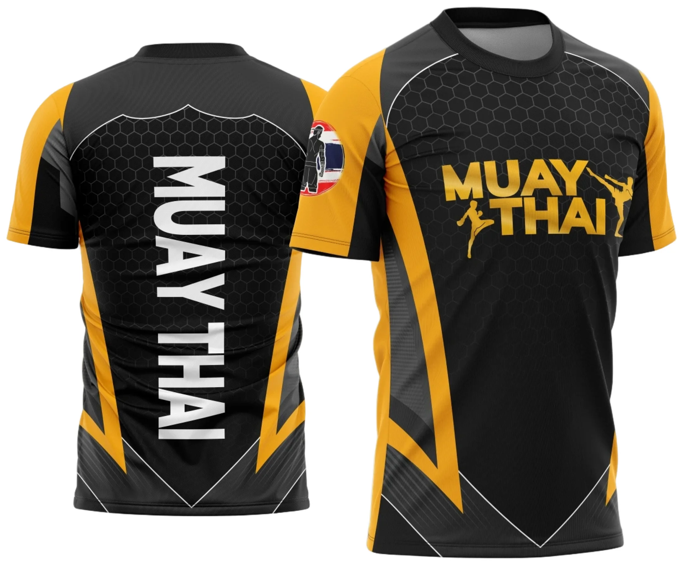 Arte Vetor Camisa Treinador Muay Thai Amarela