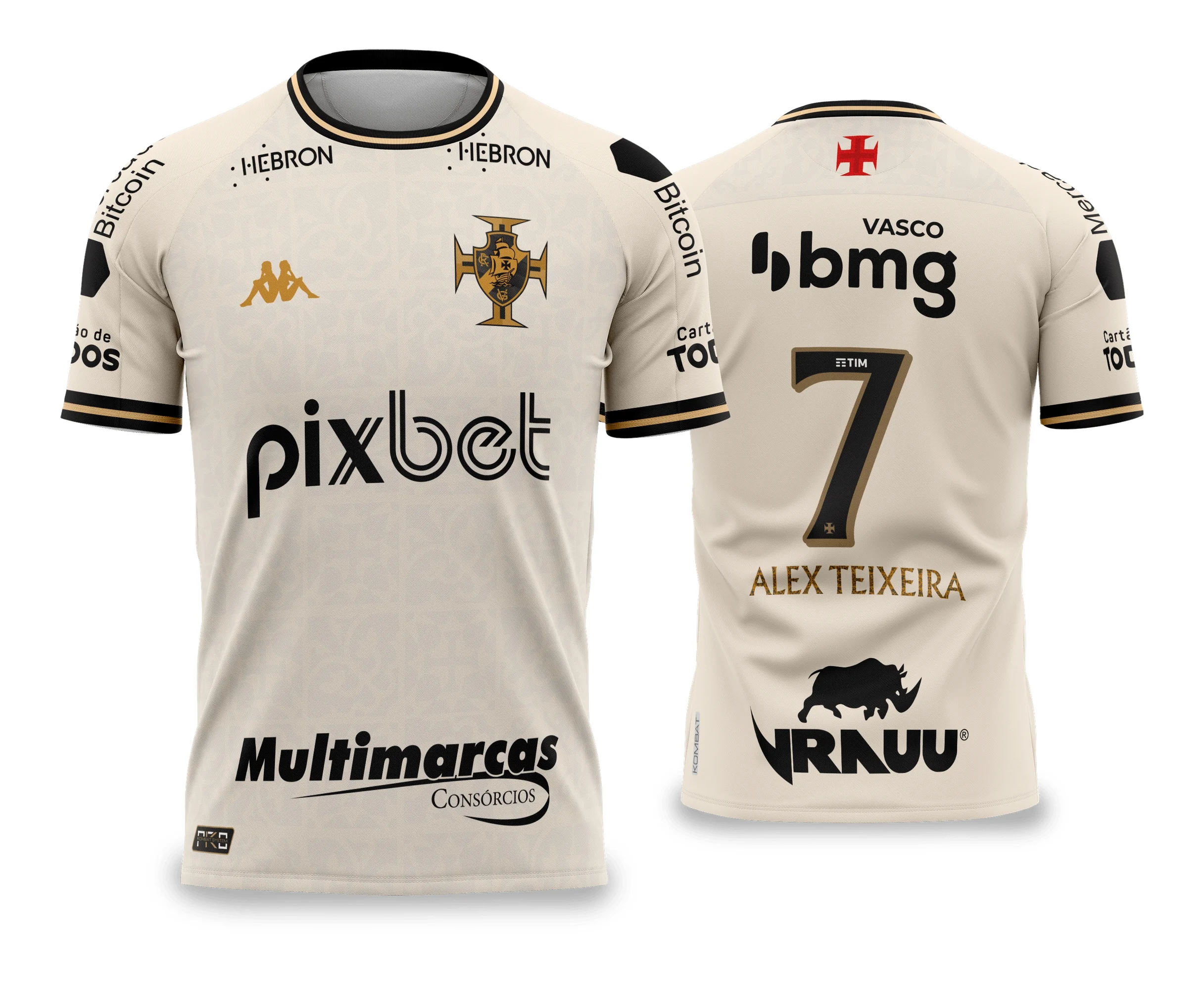 Camisa preta unissex com logo no peito e estampa grande nas costas do Vasco da Gama Terceira III 2022-23, ideal para fãs e torcedores que buscam estilo e autenticidade.