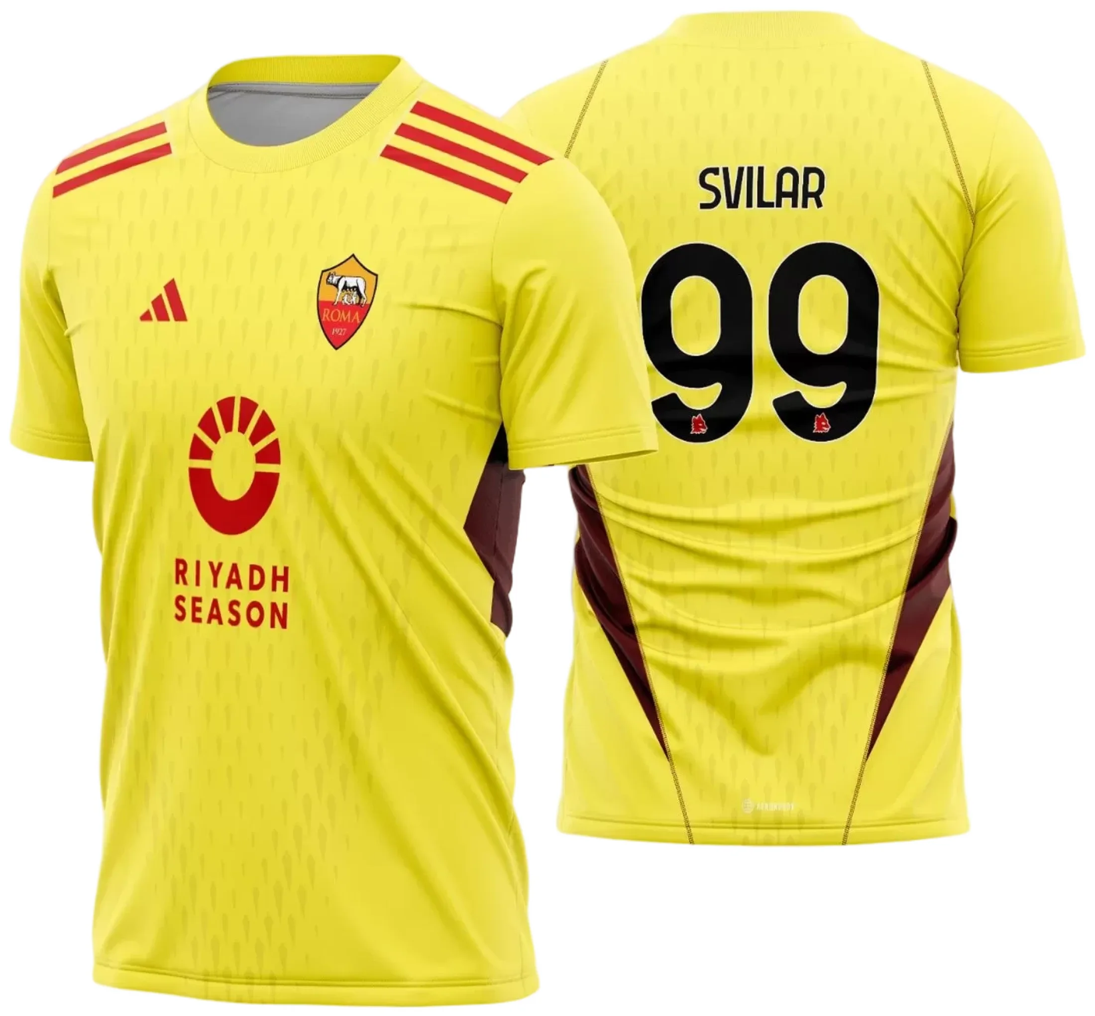 Camiseta unissex preta com logo no peito e estampa grande nas costas com tema AS Roma Goleiro I 2023-2024, perfeita para torcedores apaixonados pelo futebol italiano.