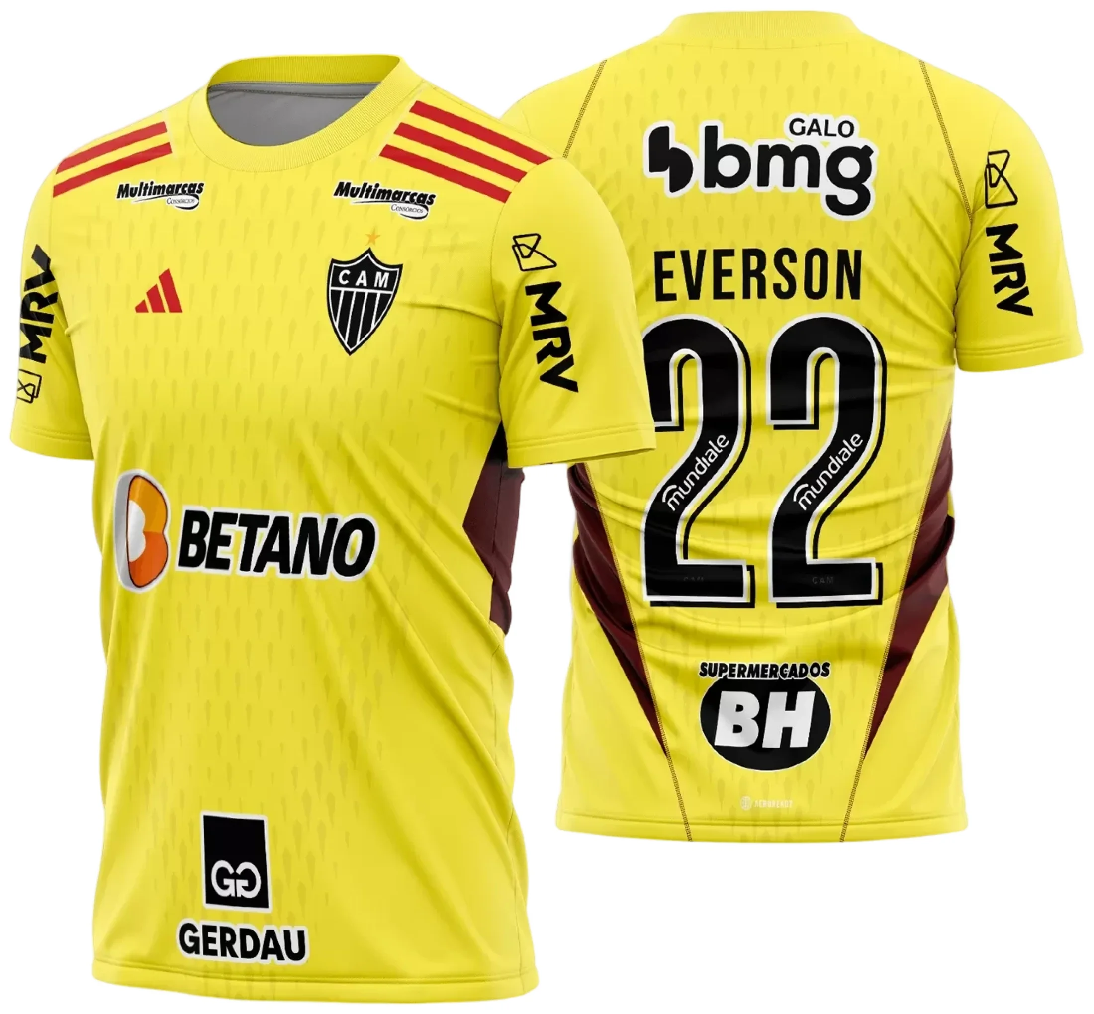 Camiseta unissex preta com logo no peito e estampa grande nas costas do Atlético Mineiro Goleiro II 2023 2024, perfeita para torcedores que buscam estilo e conforto com tema futebol