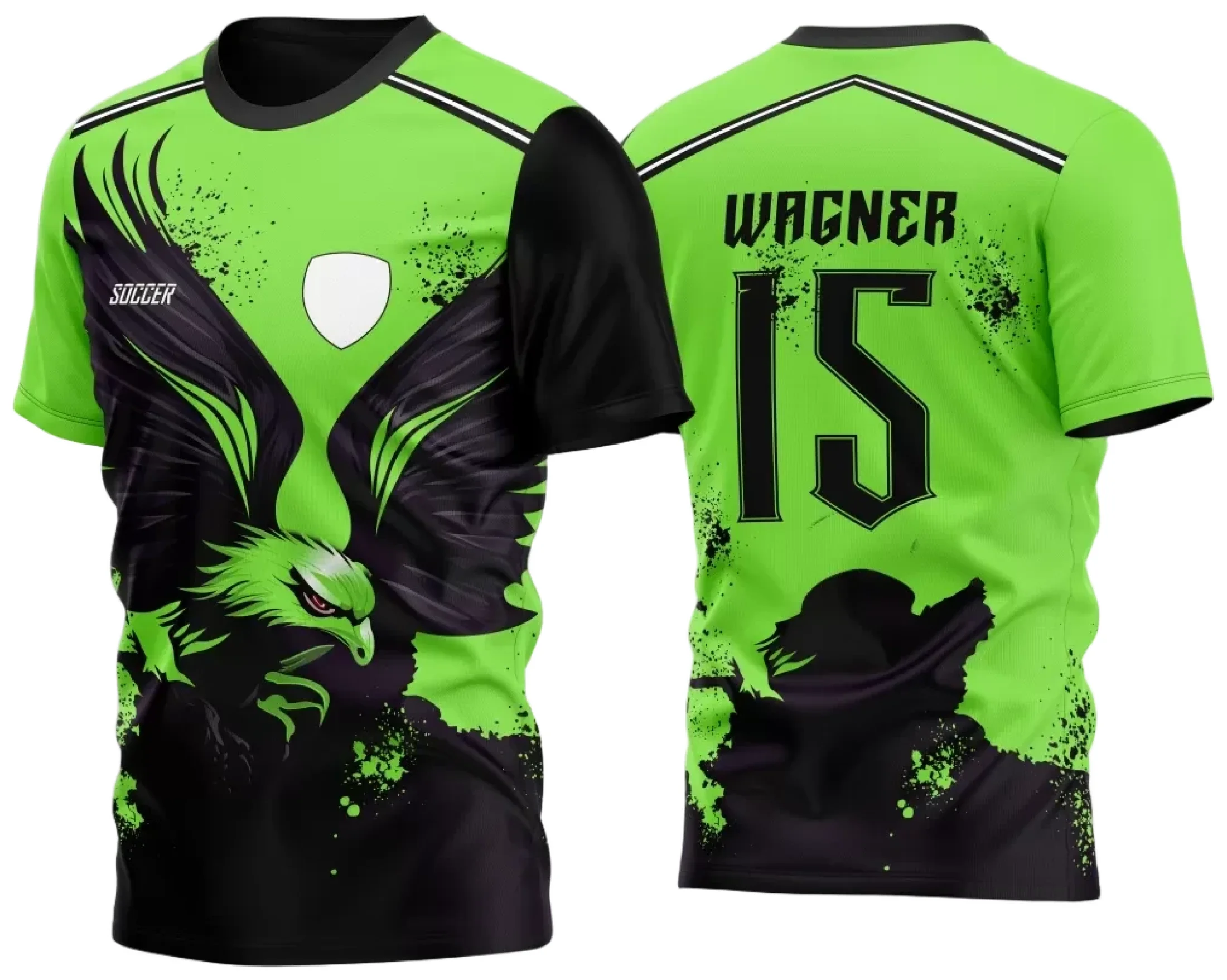 Camiseta unissex preta com logo no peito e estampa grande nas costas mostrando uma águia imponente, estilo InterClasse Modelo 01, perfeita para quem busca visual marcante e moderno.