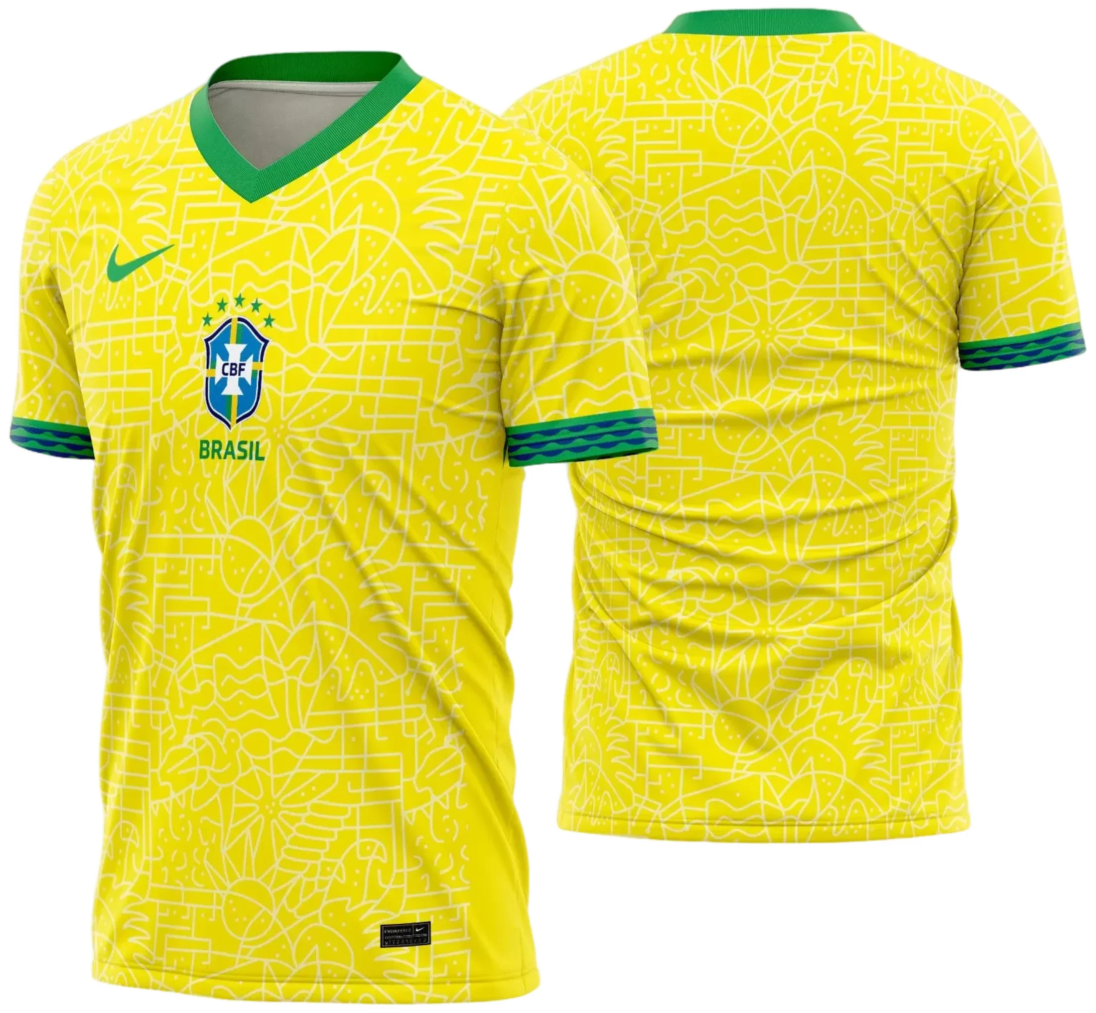 Arte Vetor Estampa Template Camisa Brasil Titular 2024 - 2025