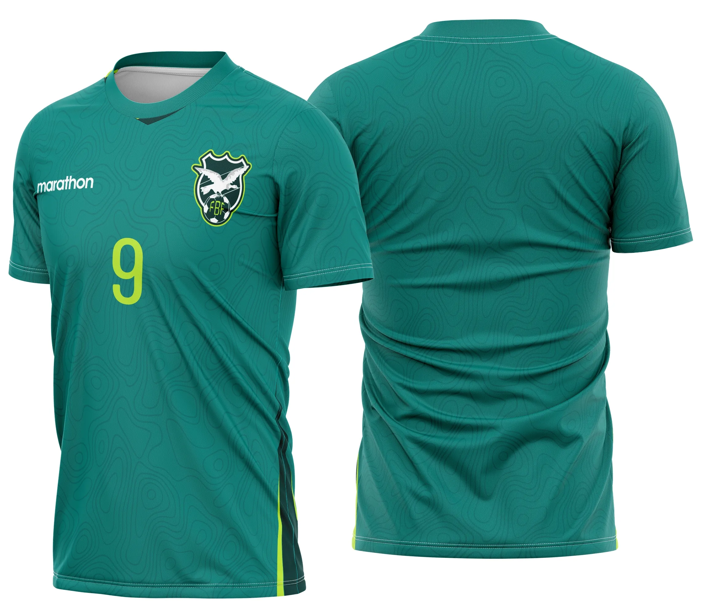 Camiseta preta unissex com logo no peito e estampa grande nas costas com tema Bolívia Home Kit 2026, estilo esportivo e moderno, ideal para fãs e amantes do futebol.