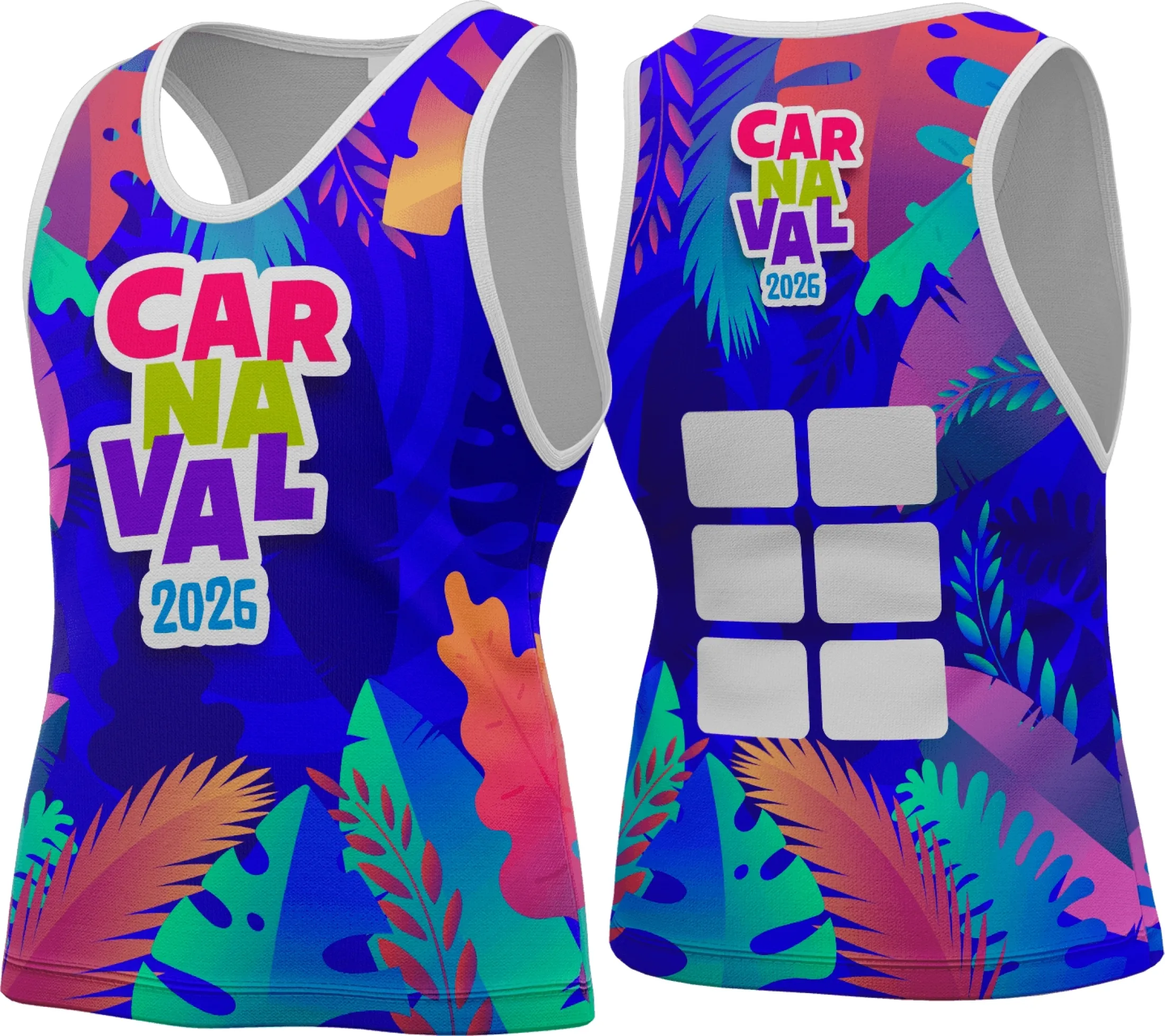 Camiseta unissex preta com logo no peito e estampa grande nas costas inspirada no Carnaval 2026, perfeita para curtir a festa com estilo e conforto.