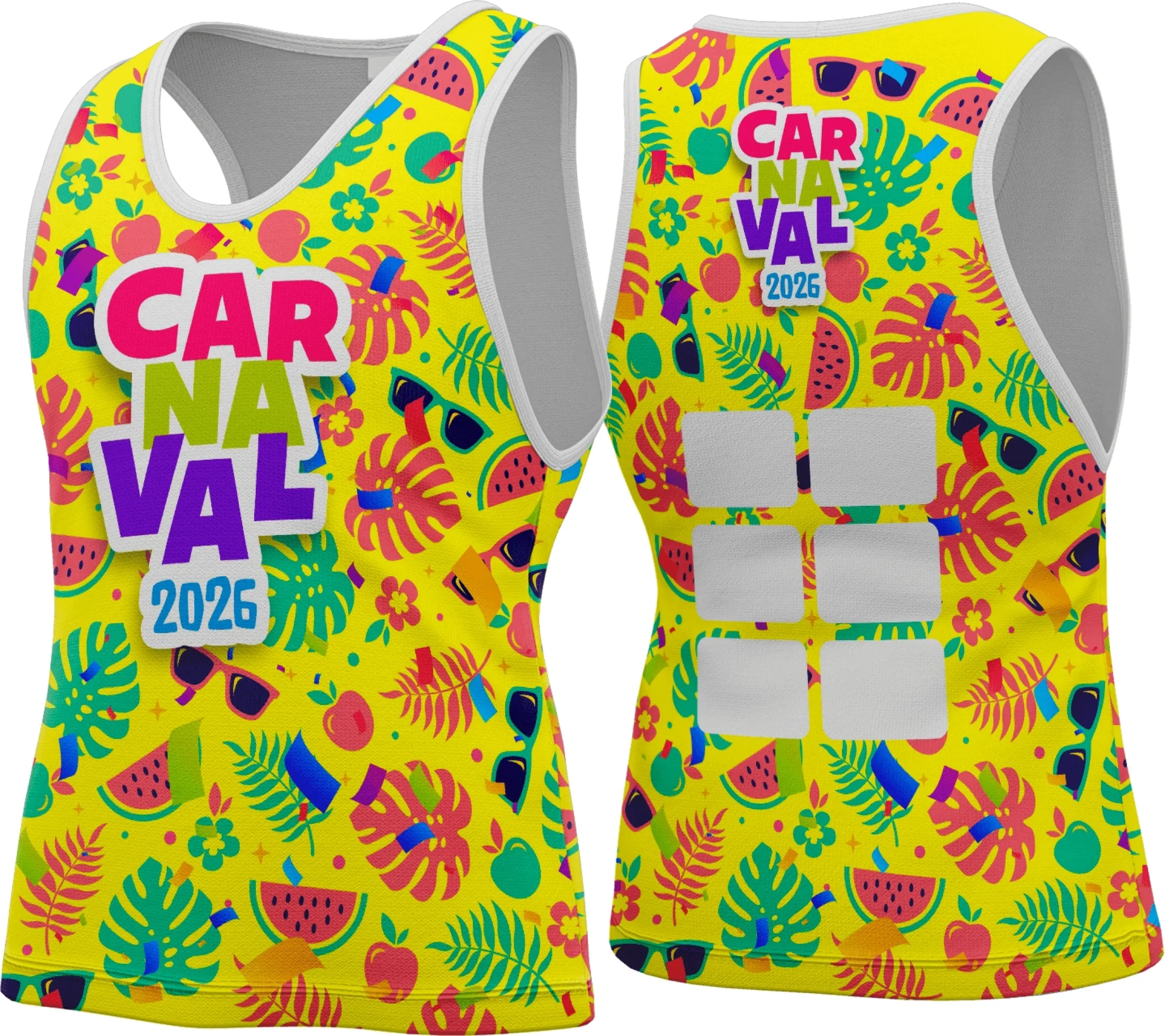 Camiseta unissex preta com logo no peito e estampa grande nas costas inspirada no Abadá Carnaval 2026, ideal para quem quer um visual vibrante e festivo no Carnaval.
