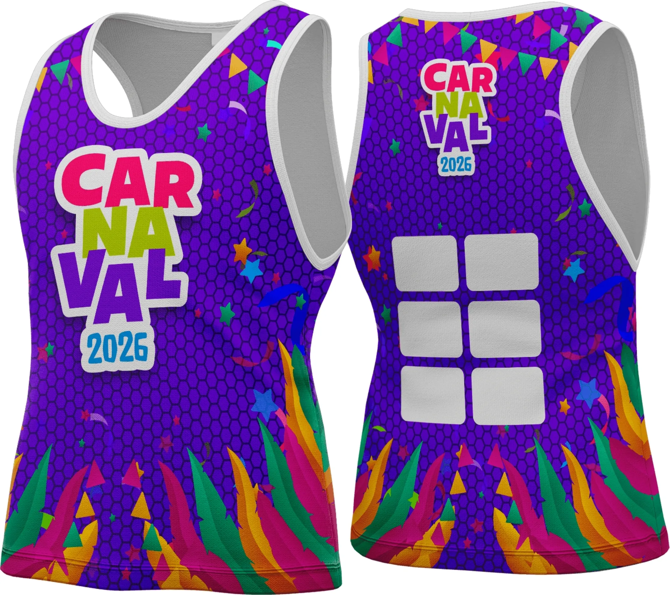 Camiseta unissex preta com logo no peito e estampa grande nas costas com tema de Abadá para Carnaval 2026, design vibrante e moderno, perfeita para festas e blocos.