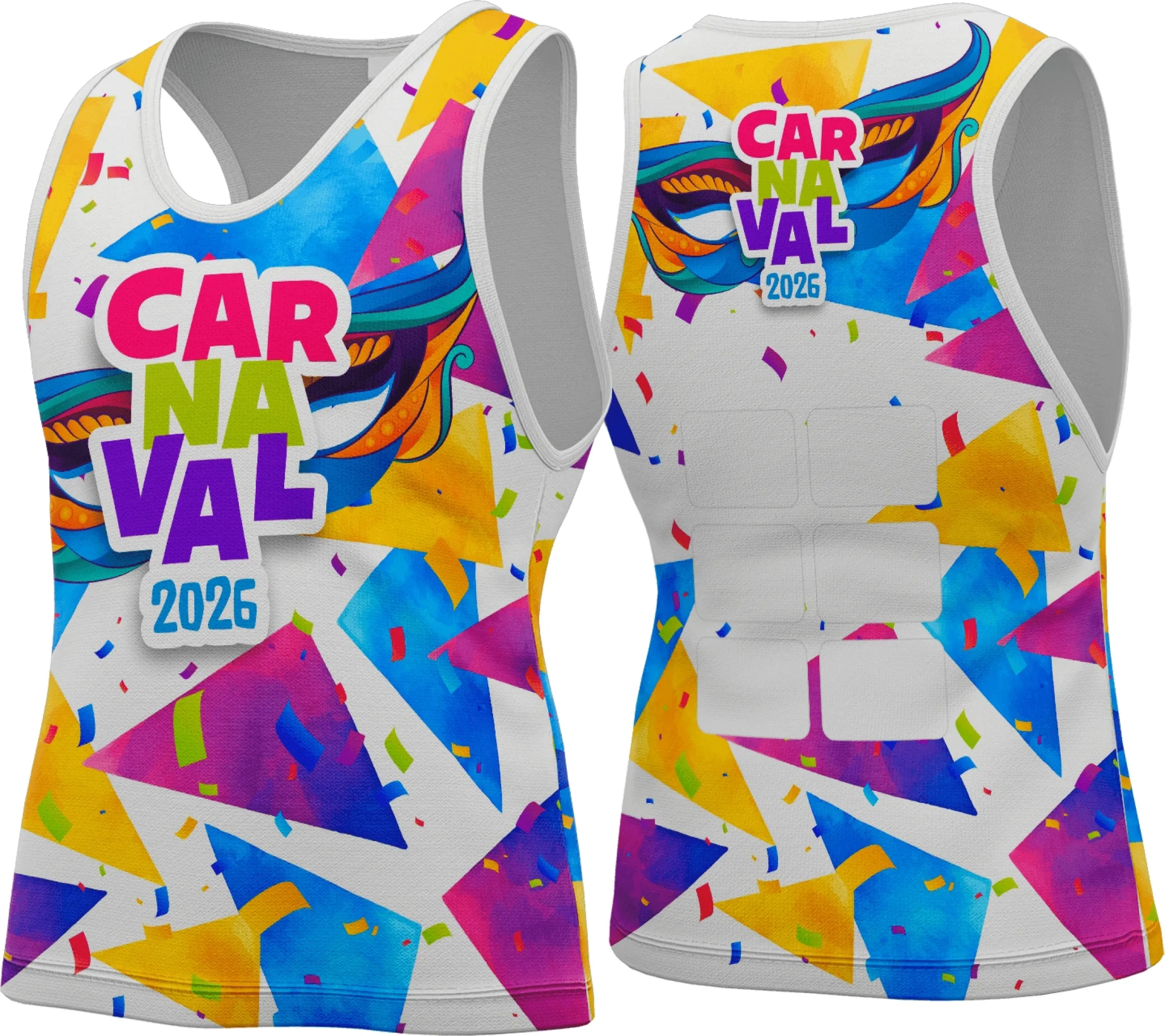 Camiseta unissex preta com logo no peito e estampa grande nas costas com tema Abadá Carnaval 2026, perfeita para festa e folia.
