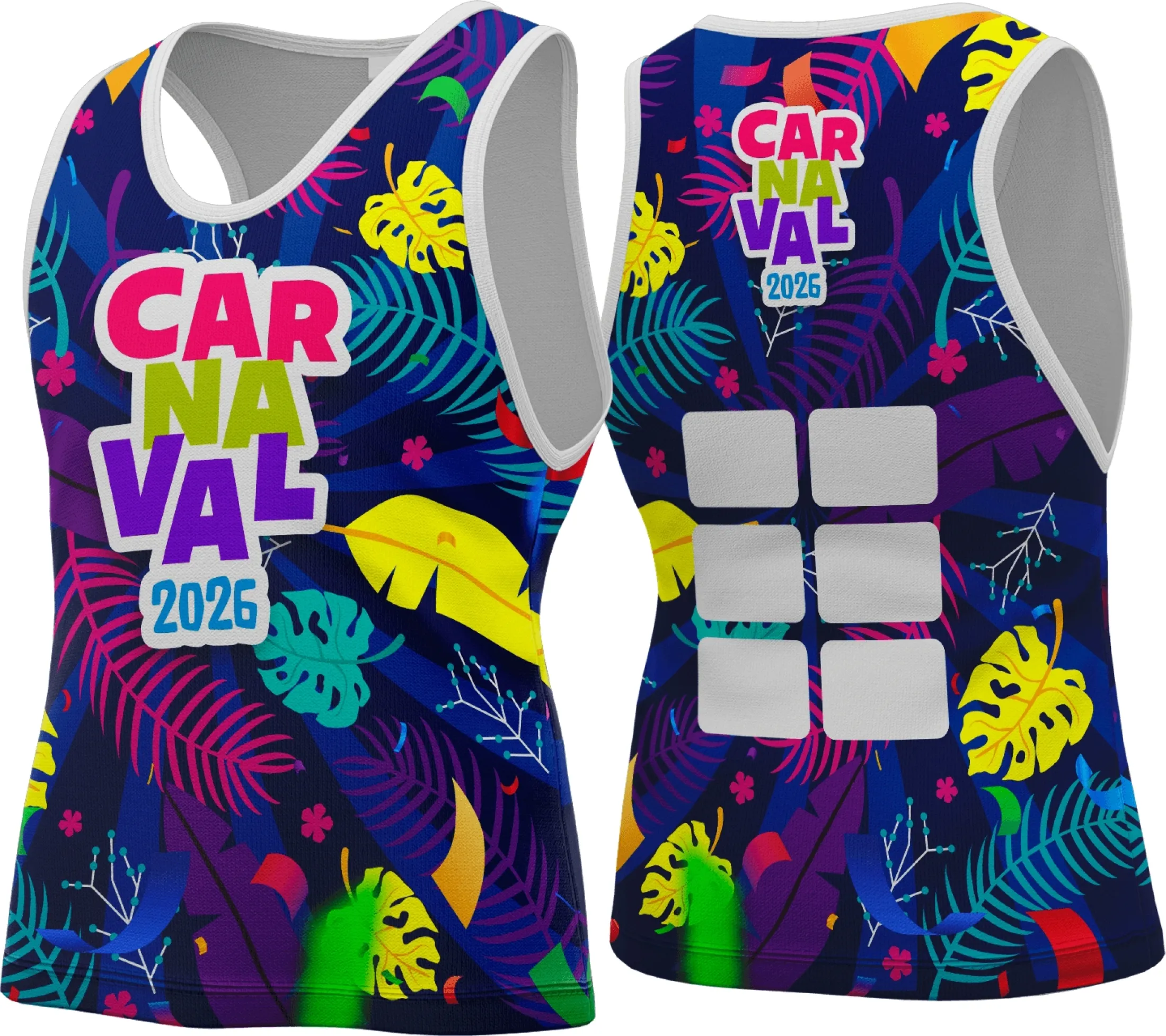 Camiseta unissex preta com logo no peito e estampa grande nas costas com tema Abadá Carnaval 2026, perfeita para festas e celebrações carnavalescas.
