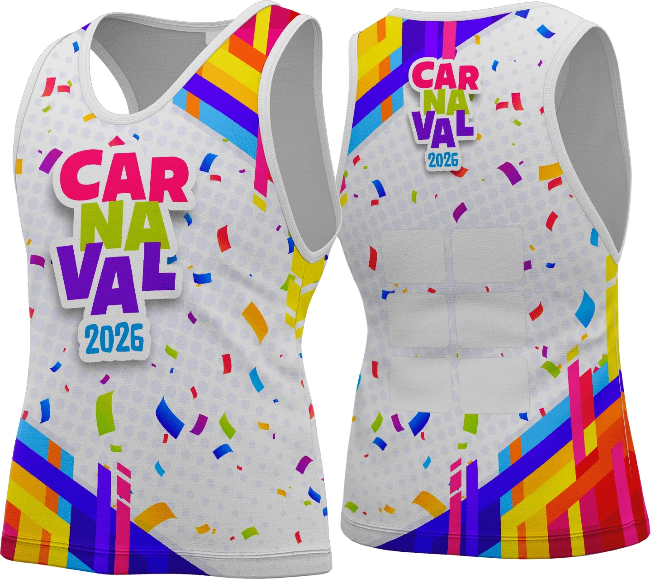 Camisa unissex com base preta, logo no peito colorido e estampa grande nas costas inspirada no tema Abadá Carnaval 2026, perfeita para celebrar e curtir a folia com estilo.