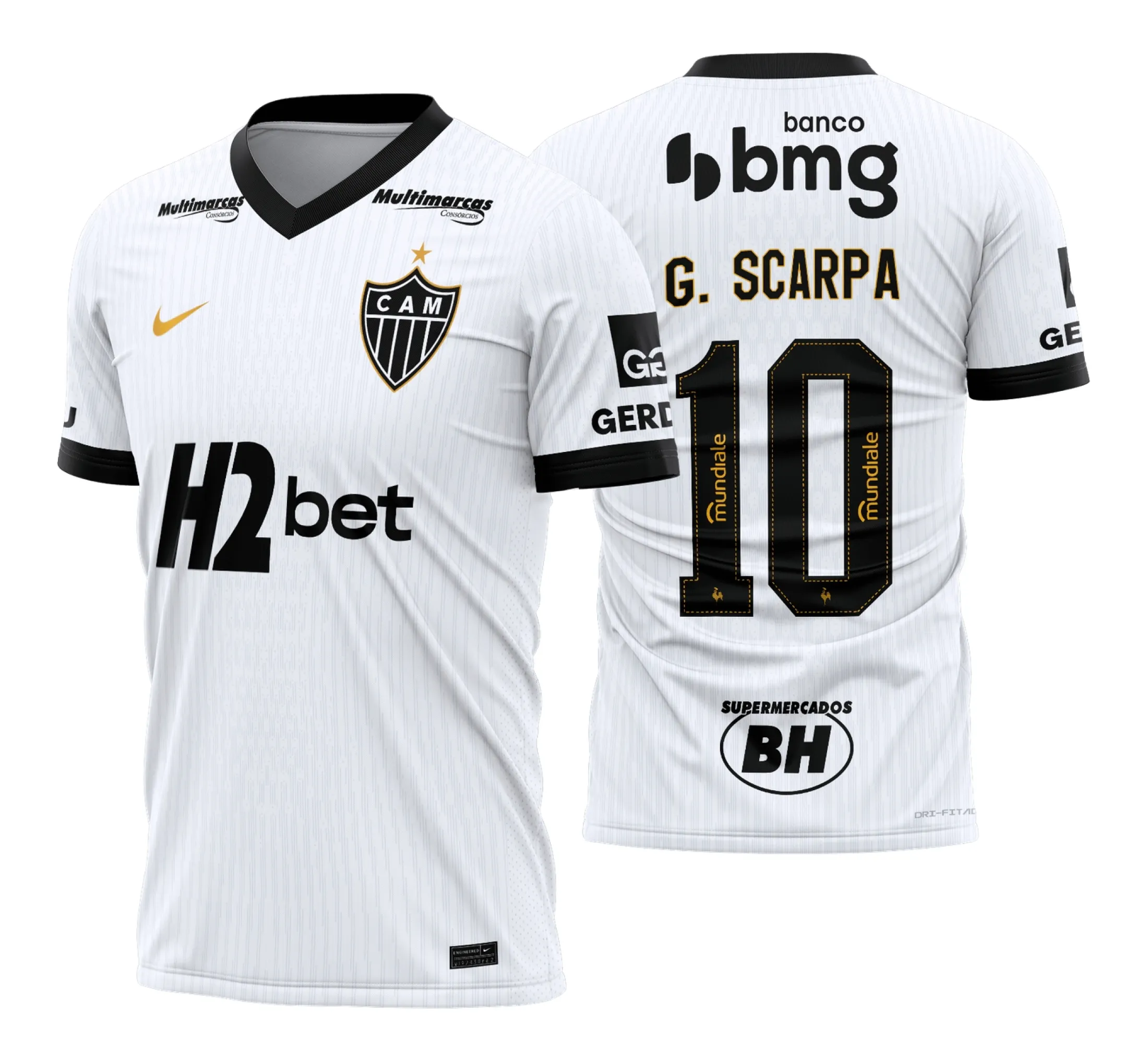 Camiseta unissex preta com logo no peito e estampa grande nas costas do Atlético Mineiro Reserva 2026, ideal para torcedores que buscam estilo autêntico e conforto em todas as ocasiões.