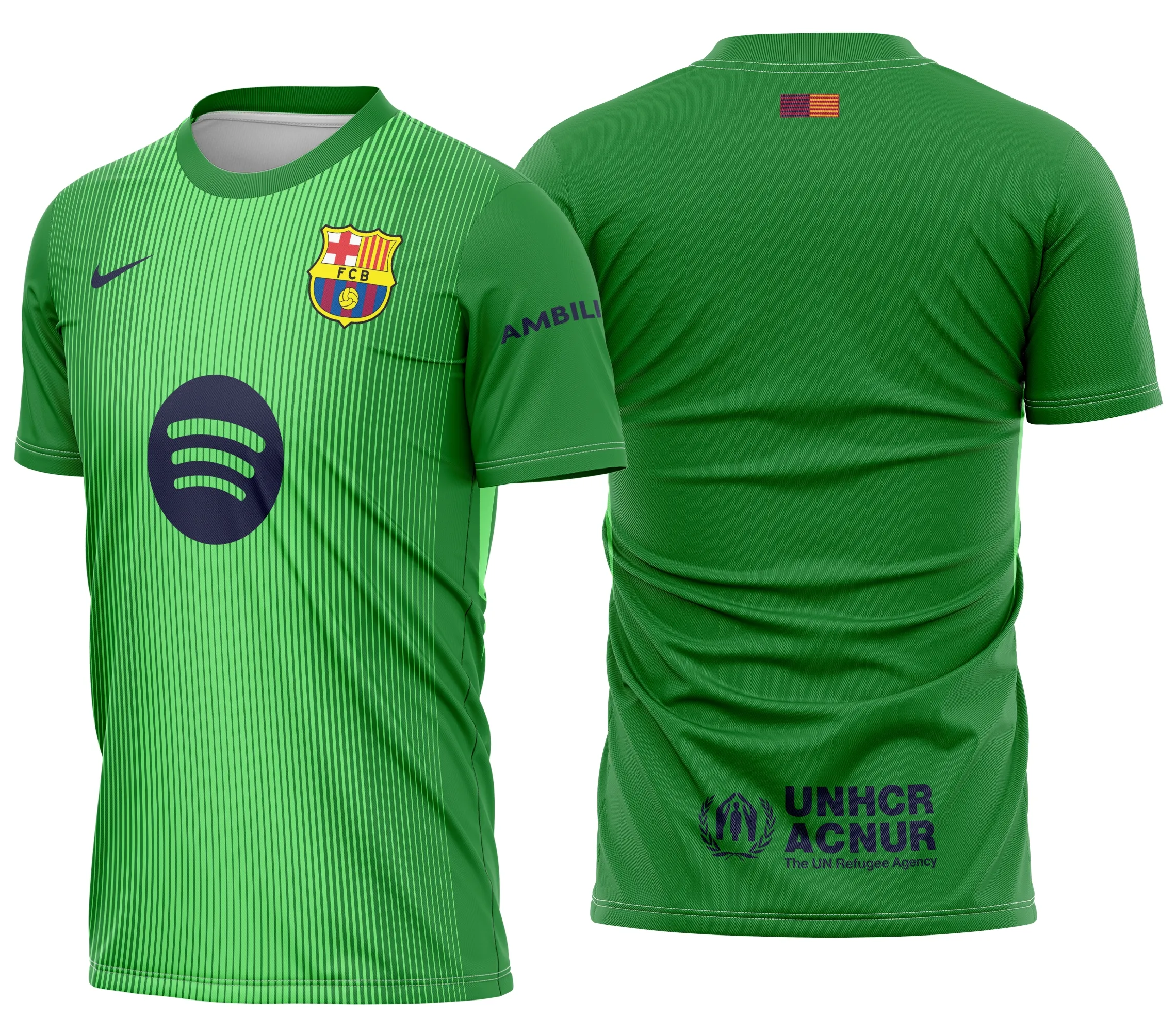 Camiseta unissex preta com logo no peito e estampa grande nas costas do Barcelona goleiro 2025 2026, ideal para torcedores que querem mostrar paixão com estilo e conforto.