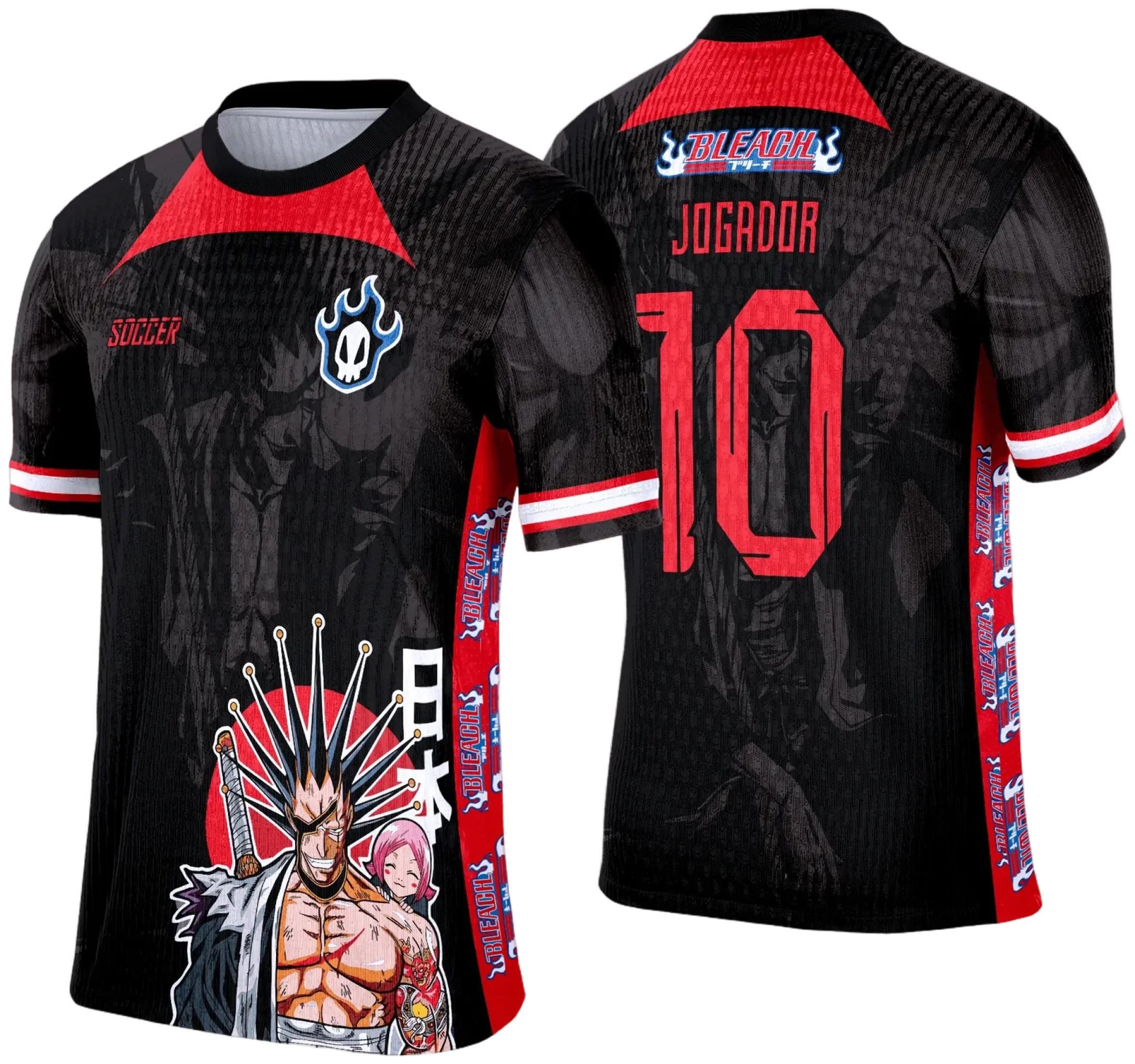 Camiseta unissex preta com logo no peito e estampa grande nas costas inspirada no tema Interclasse Anime, ideal para fãs que buscam estilo e conforto.