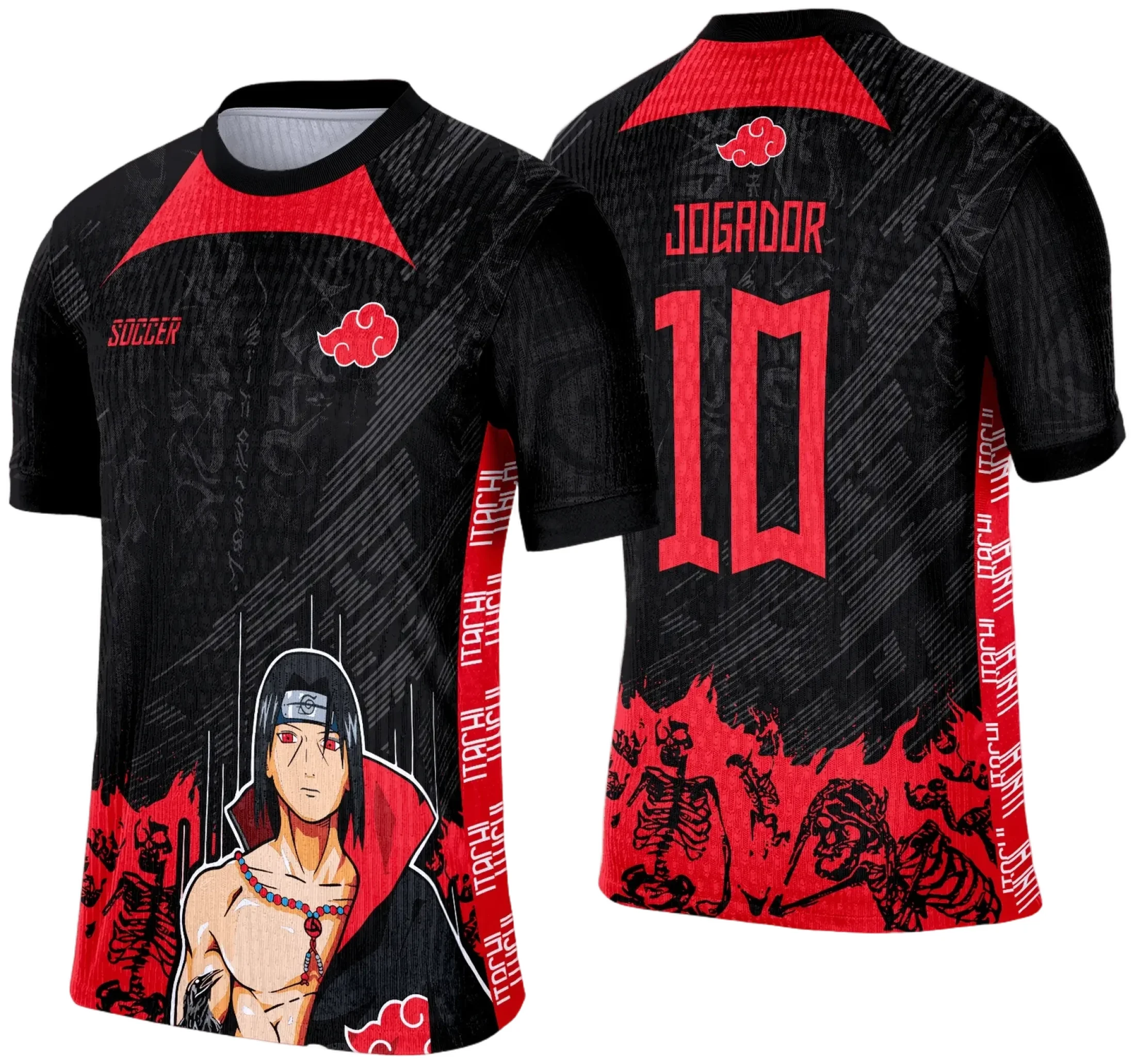 Camiseta unissex preta com logo no peito e estampa grande nas costas de tema Interclasse Anime, perfeita para fãs que buscam estilo e conforto