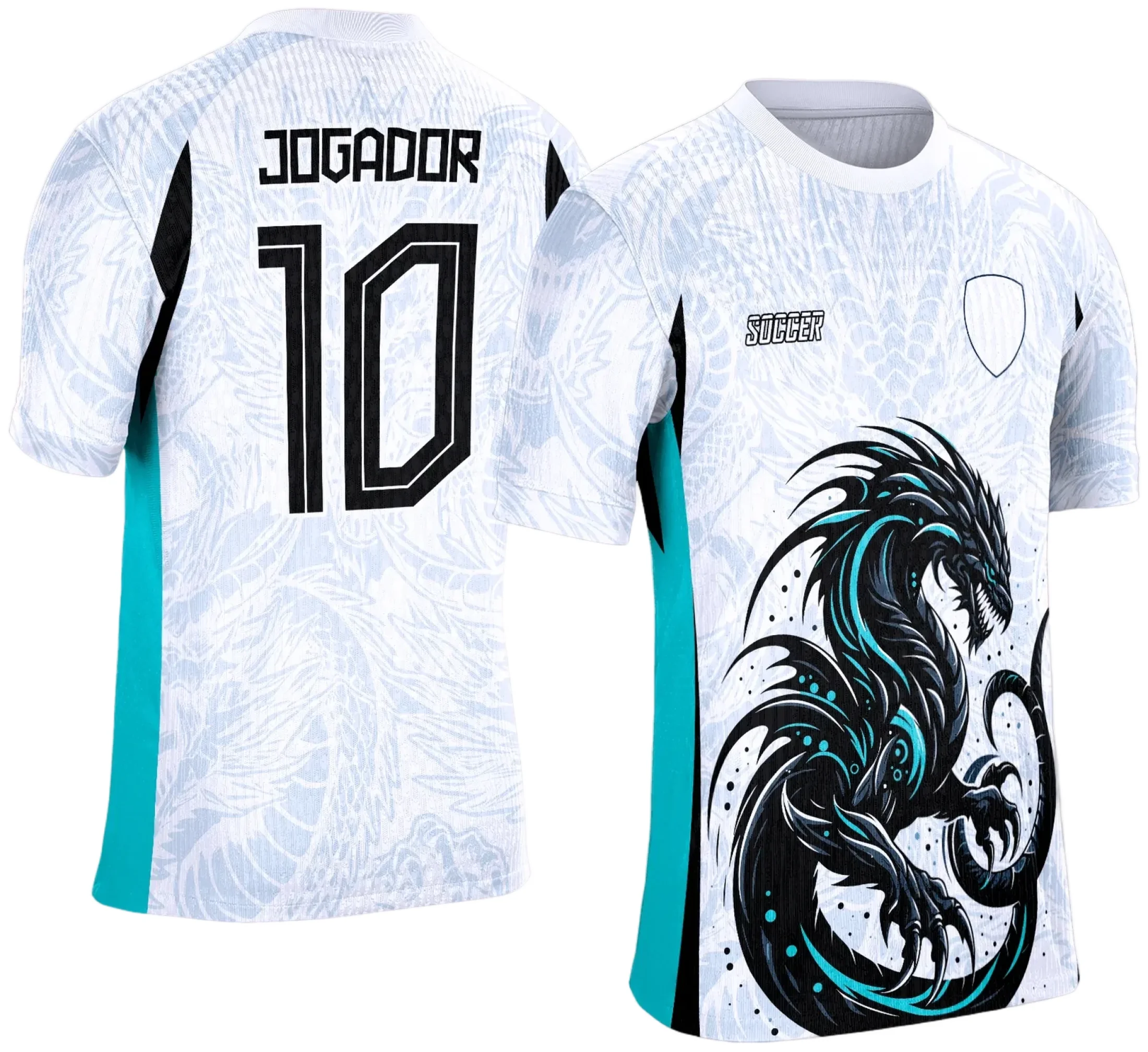 Camiseta unissex preta com logo no peito e estampa grande nas costas inspirada no tema Interclasse Dragão 2025, ideal para quem busca estilo marcante e moderno.