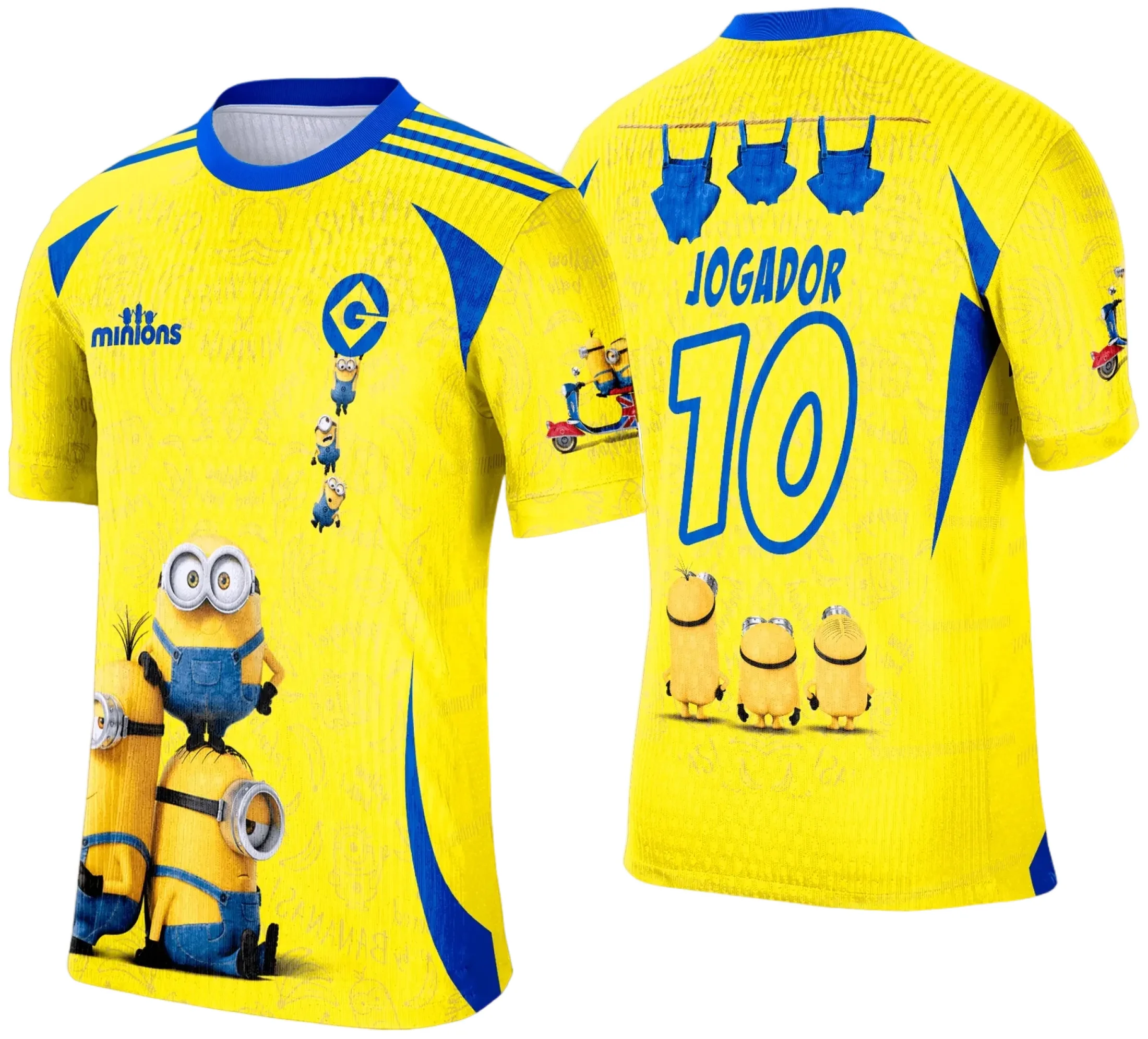 Camiseta unissex preta com logo no peito e estampa grande nas costas com tema Camisa de Interclasse Minions 2025, perfeita para eventos escolares e aniversários.