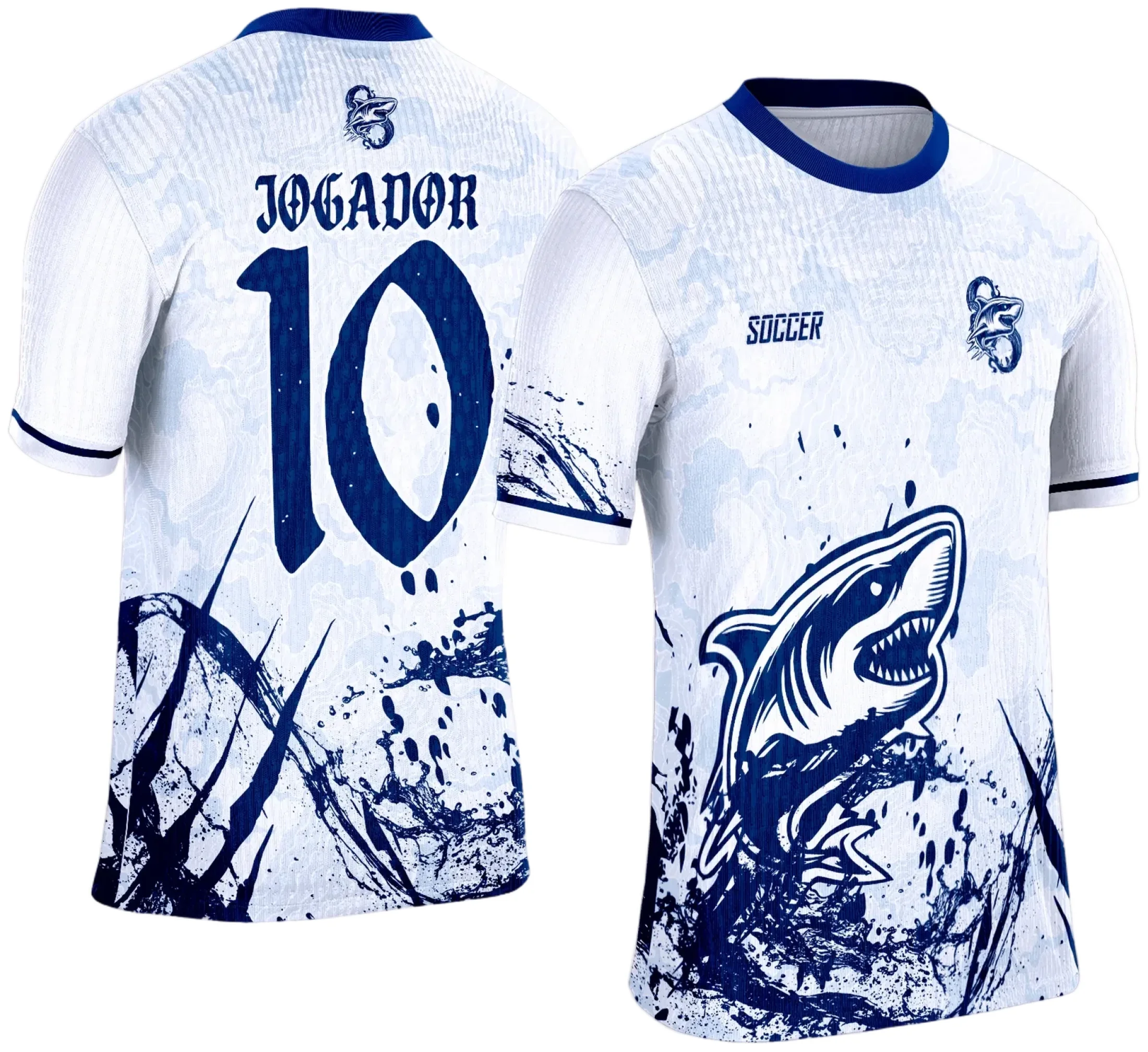 Camiseta unissex preta com logo no peito e estampa grande nas costas, tema Camisa de Interclasse Tubarão 2025, estilo jovem e esportivo ideal para eventos e times.