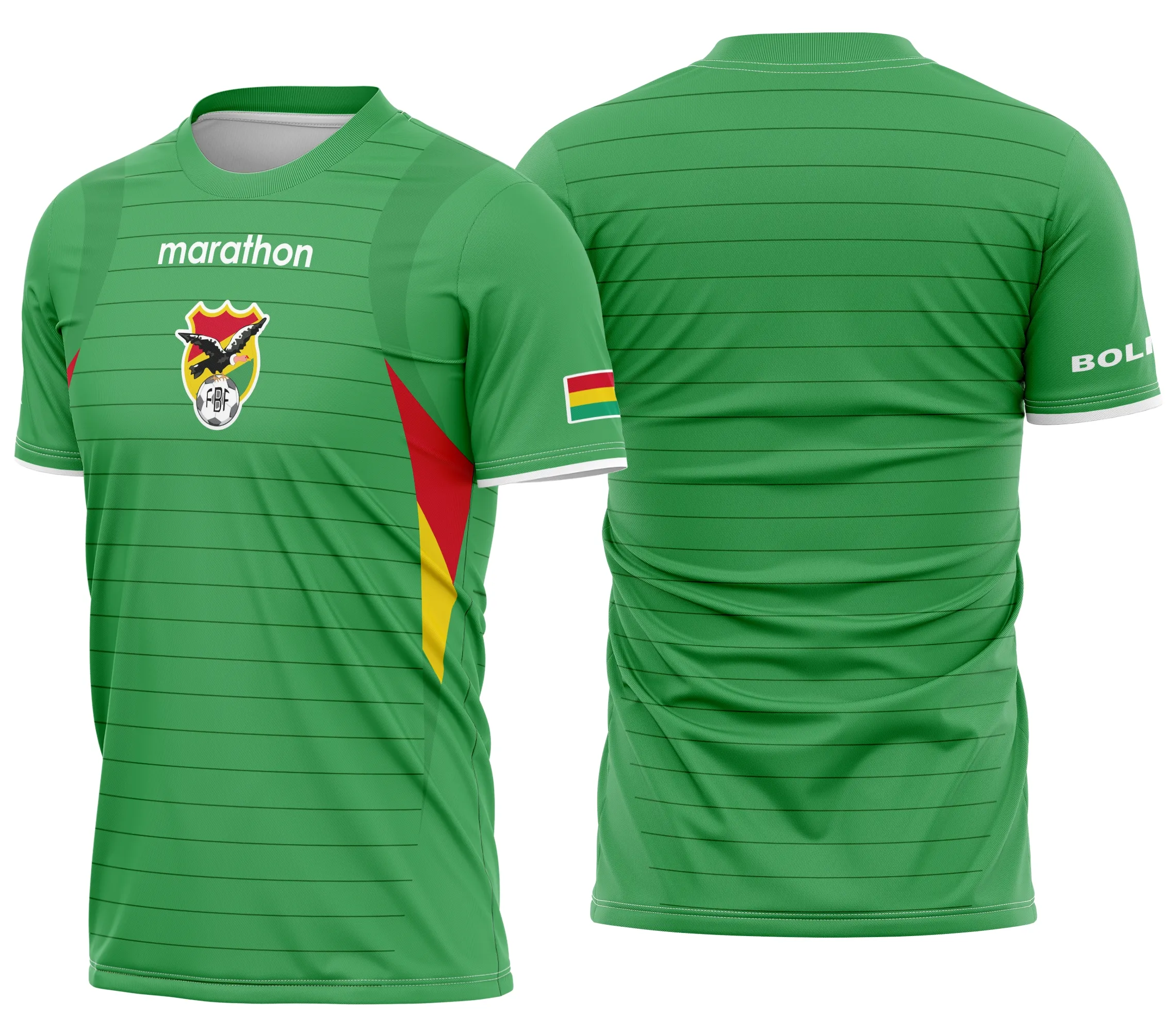 Camiseta unissex preta com logo no peito e estampa grande nas costas do time Bolivia 2007, estilo retrô, perfeita para fãs do futebol boliviano.