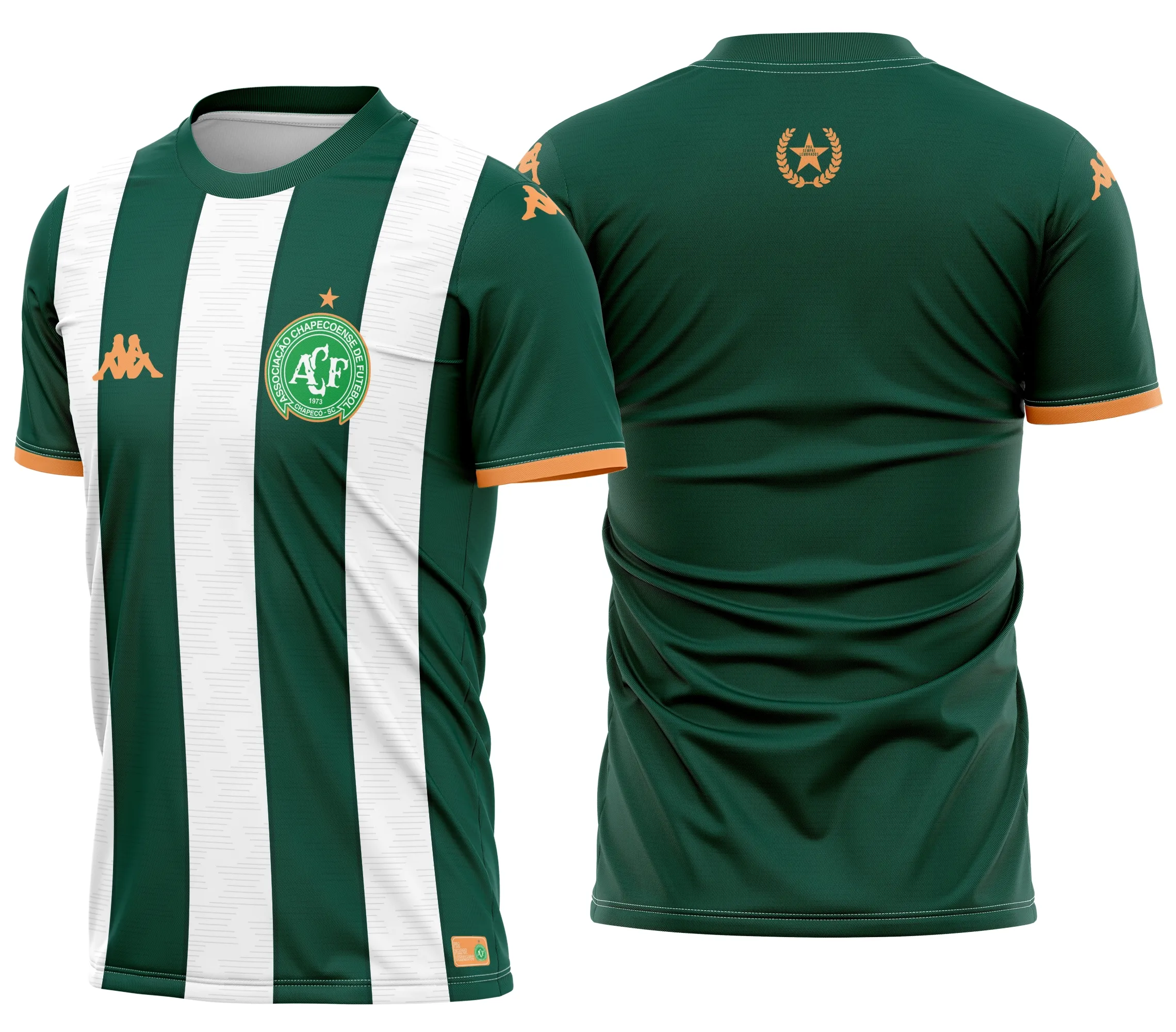 Camiseta unissex preta com logo no peito e estampa grande nas costas do time Chapecoense 2026, perfeita para fãs e torcedores, visual moderno e marcante.