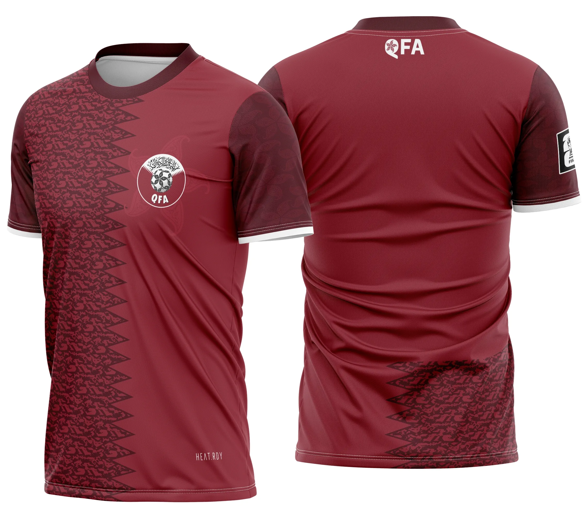 Camiseta unissex preta com logo no peito e estampa grande nas costas, tema inspirado na Camisa de Time Qatar Concept 2026, perfeita para fãs e colecionadores.