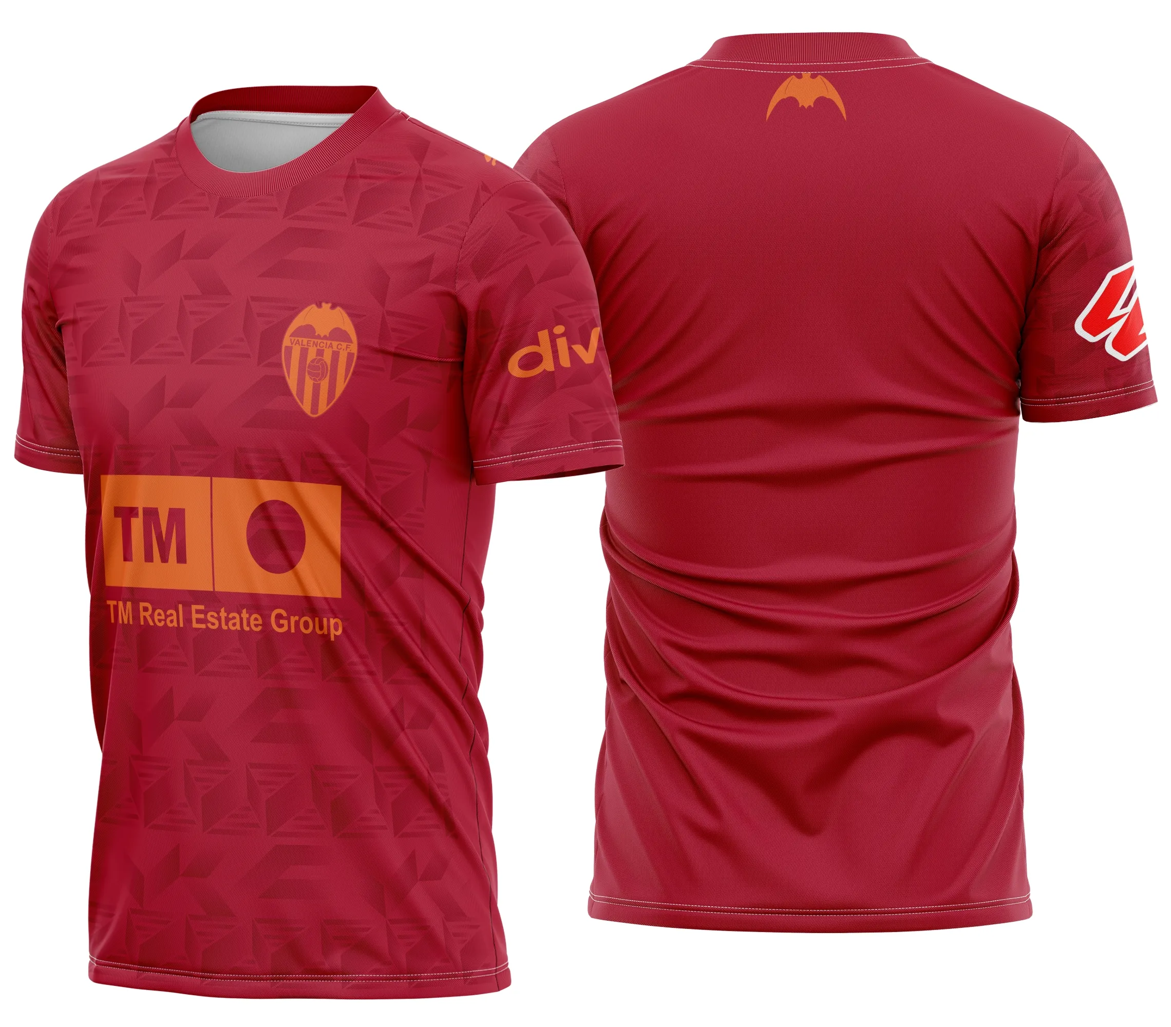 Camiseta preta unissex com logo no peito e estampa grande nas costas destacando o uniforme do Valencia na temporada 2025-2026, ideal para fãs do time e estilizados eventos esportivos.