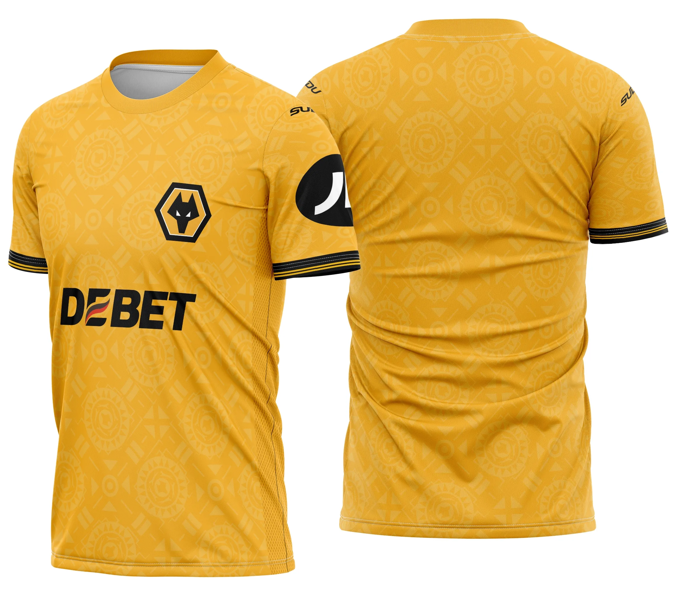 Camiseta unissex preta com logo no peito e estampa grande nas costas do time Wolverhampton Local 2026, perfeita para torcedores que querem mostrar paixão e estilo.