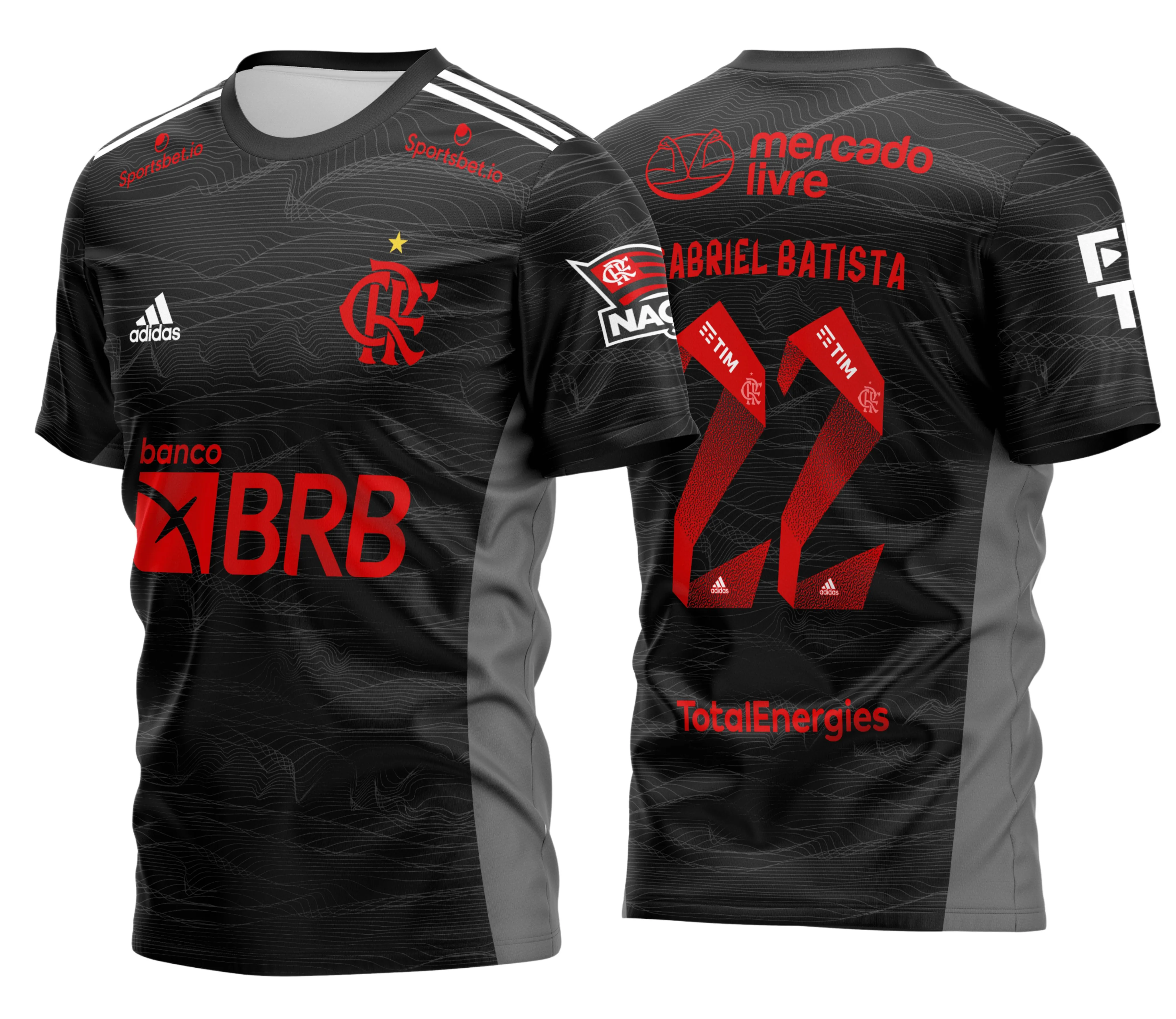 Camiseta unissex preta com logo no peito e estampa grande nas costas inspirada na camisa do Flamengo 2021 2022 do goleiro, perfeita para torcedores e fãs do futebol
