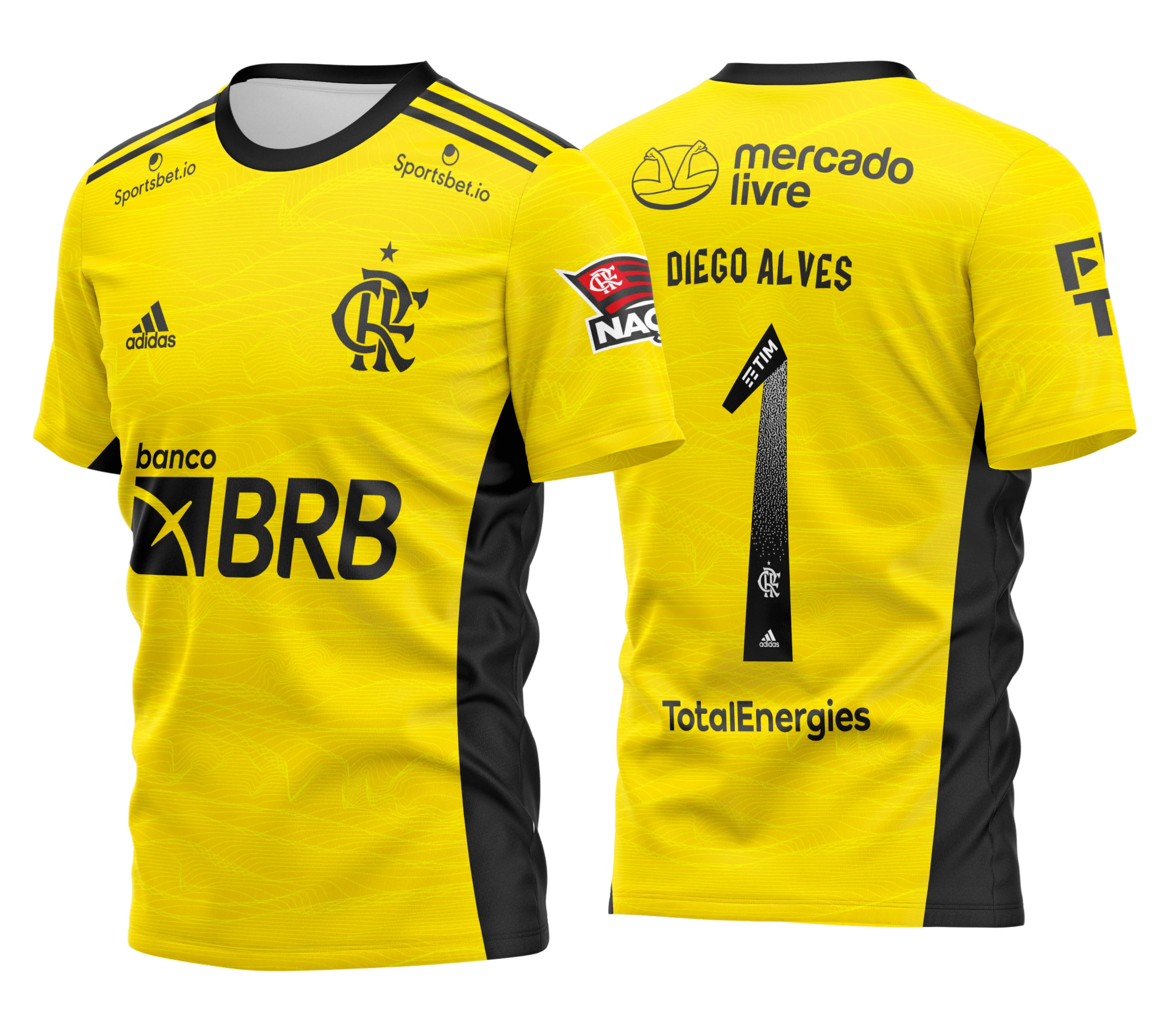 Camiseta unissex preta com logo no peito e estampa grande nas costas inspirada na Camisa Flamengo 2021 2022 Goleiro, perfeita para fãs do time.