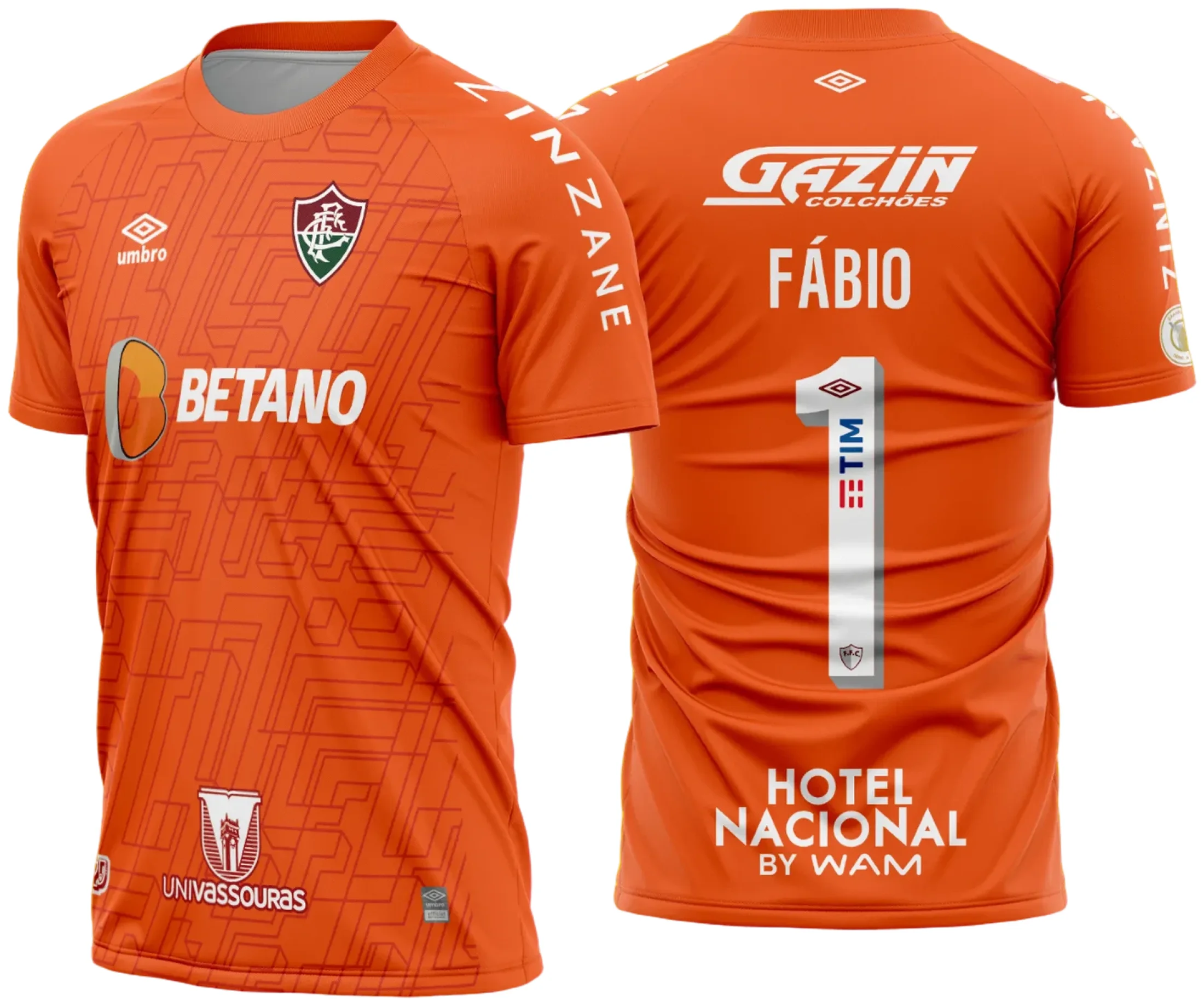 Camiseta unissex preta com logo no peito e estampa grande nas costas do Fluminense Goleiro I 2022-2023, estilo vibrante e moderno para torcedores apaixonados.