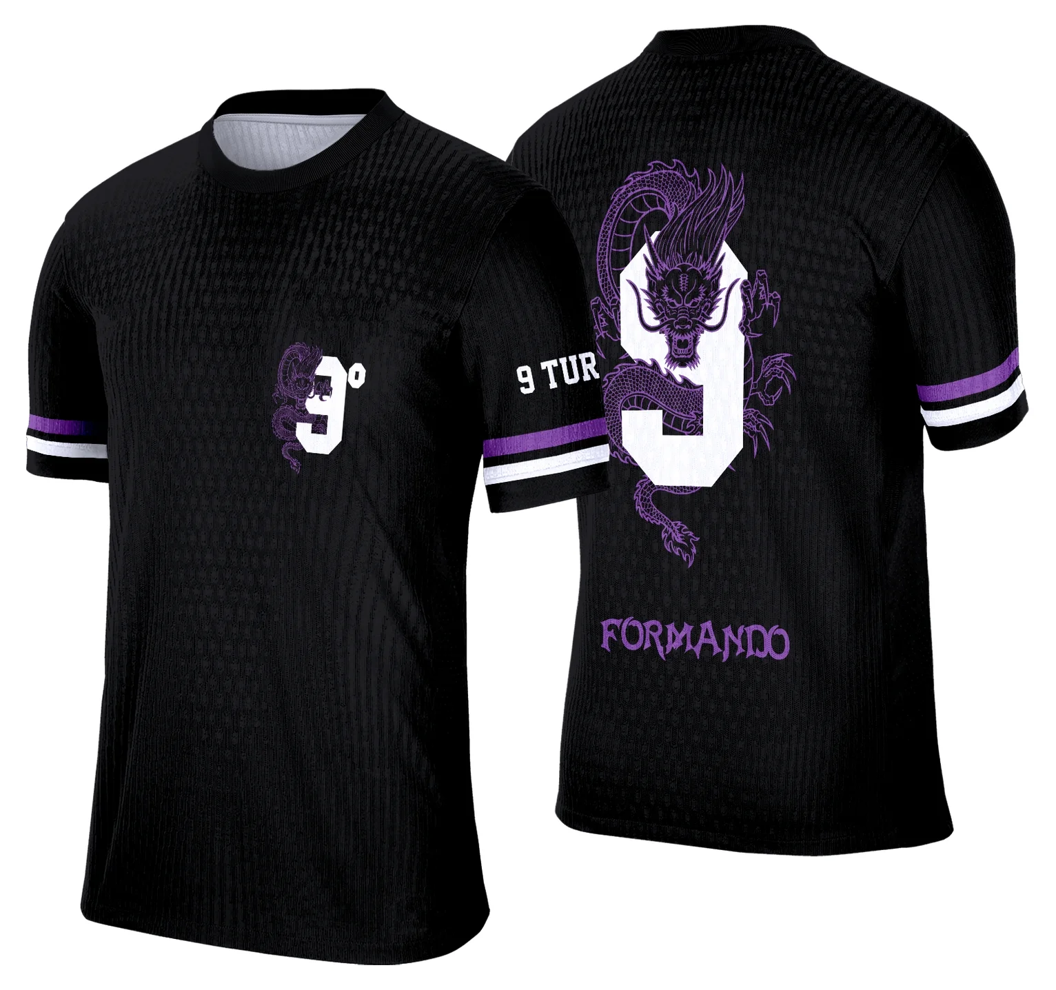 Camiseta unissex branca com logo no peito e estampa grande nas costas do Dragão, inspirada na camisa para formandos do Nono Ano 2026, estilo moderno e cheio de atitude.