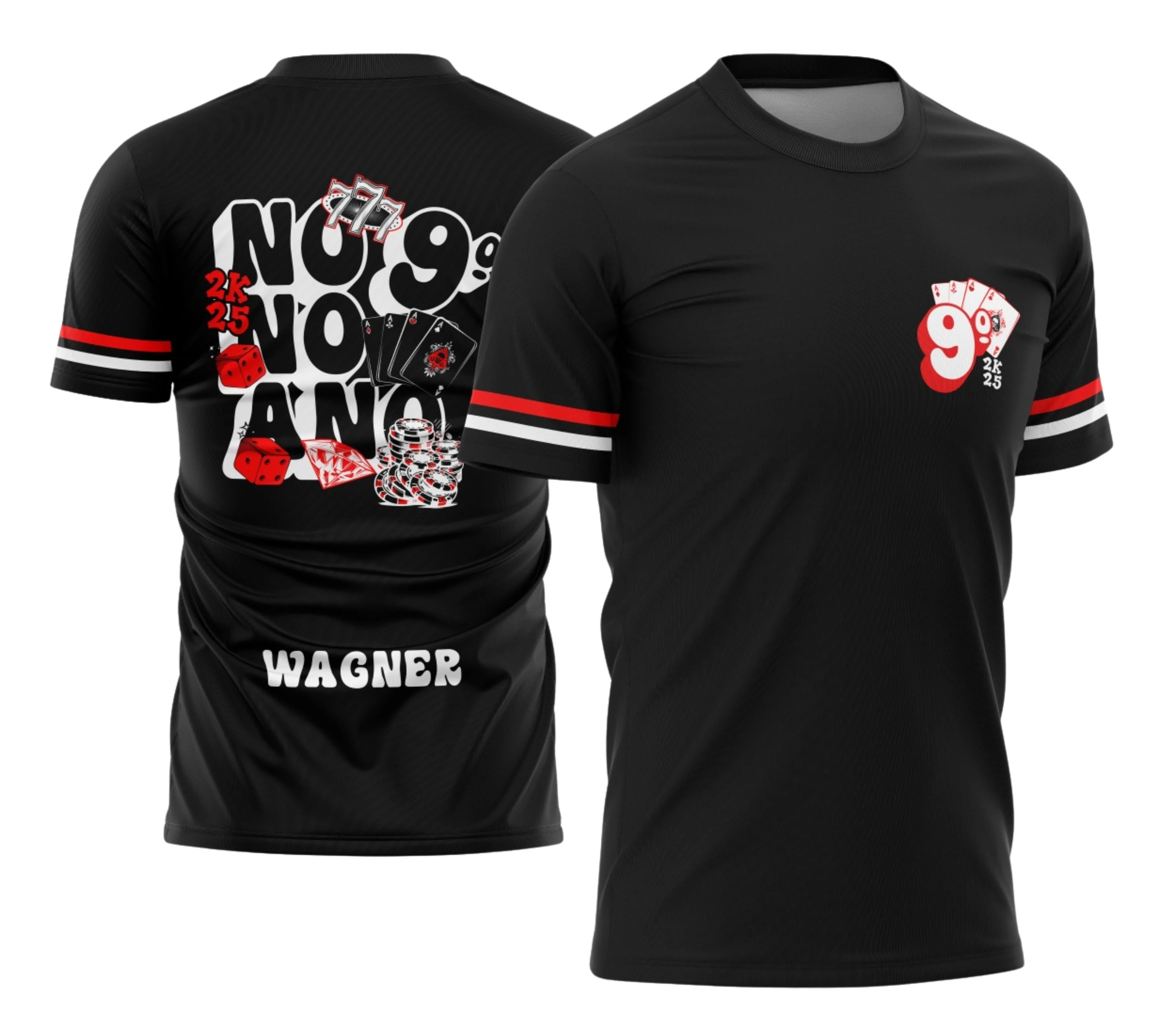 Camiseta unissex preta com logo no peito e estampa grande nas costas com tema Camisa Formandos Nono Ano Cassino, perfeita para celebração da turma do nono ano.