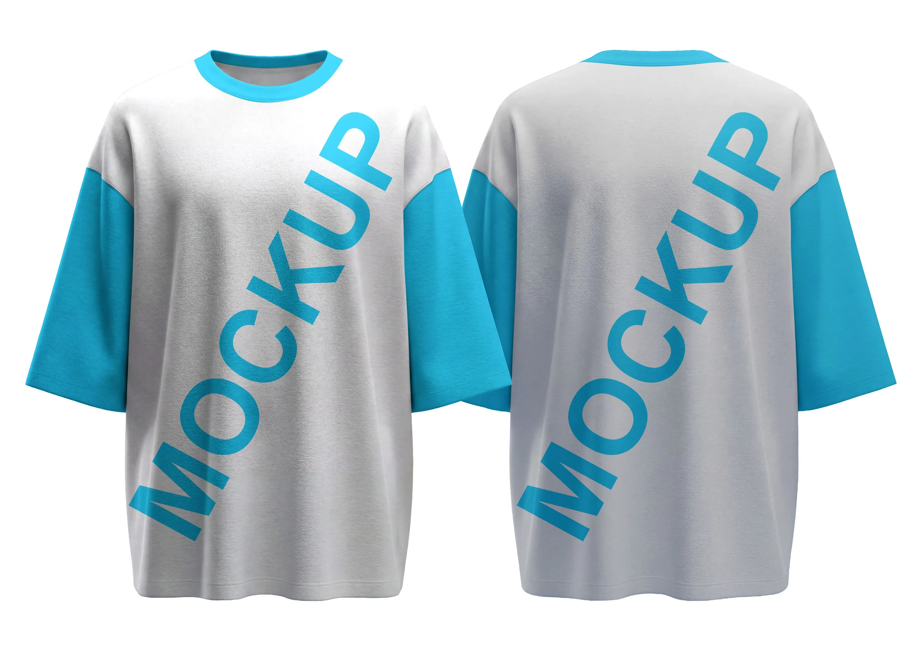 Camiseta unissex branca oversized com logo no peito e estampa grande nas costas, design moderno e clean, ideal para destaque em eventos ou uso casual.